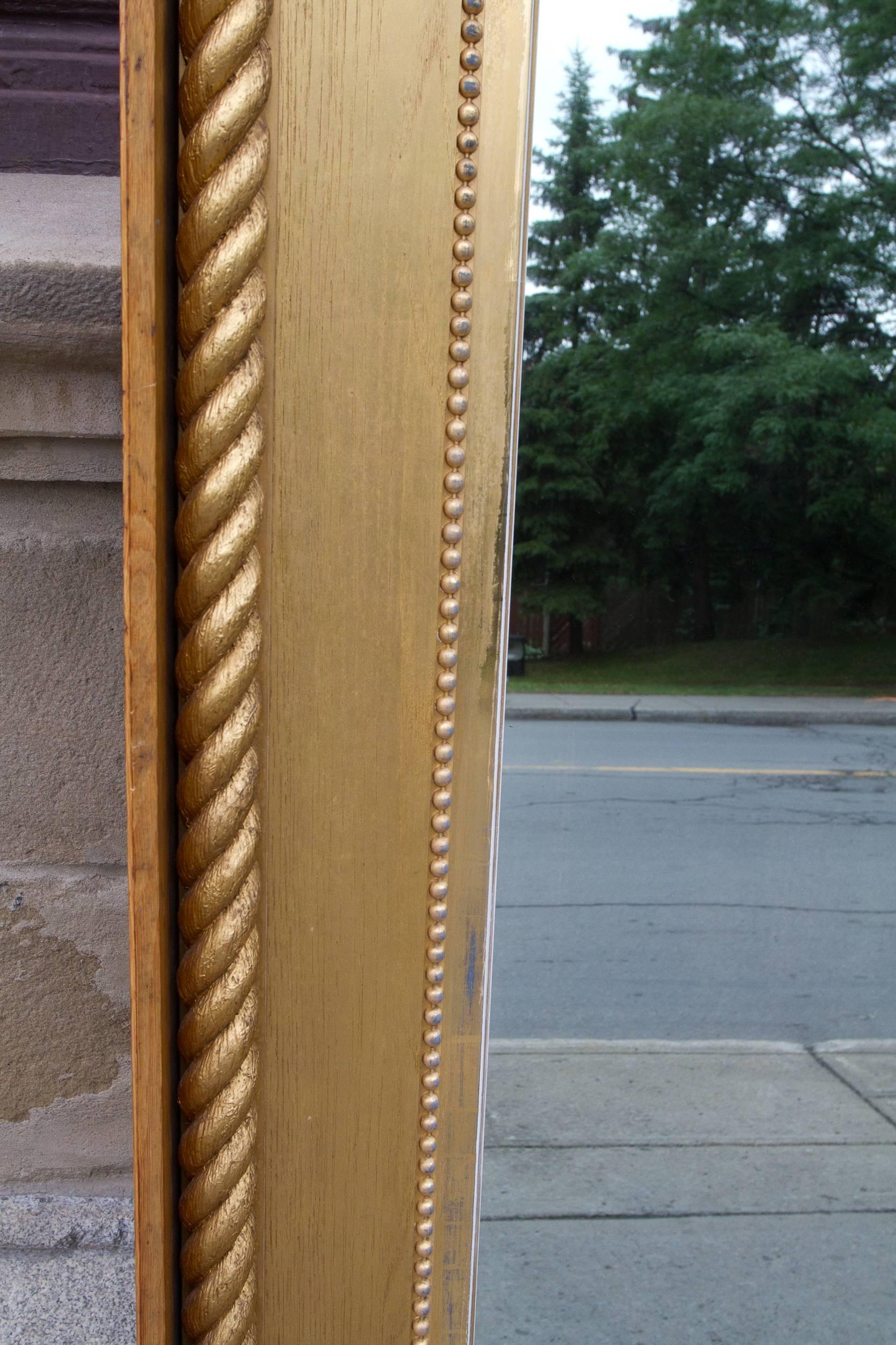 Late 19th Century Large English Giltwood Rectangular Mirror Featuring a Rope Twist For Sale