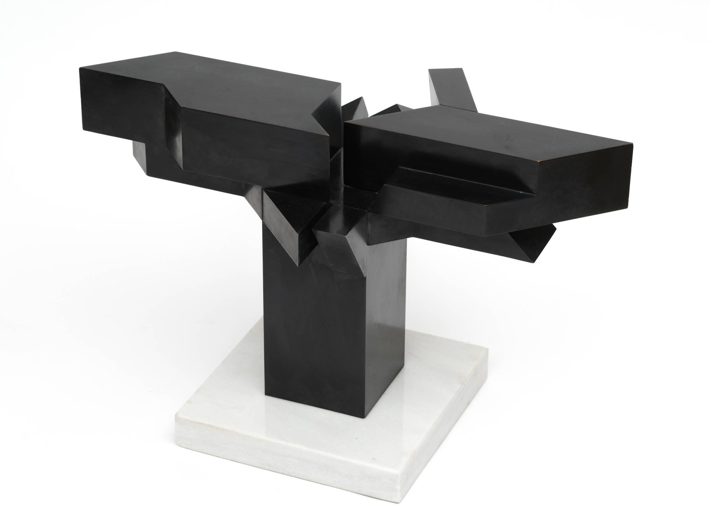 Late 20th Century Graphic Abstract Geometric Bronze Sculpture For Sale