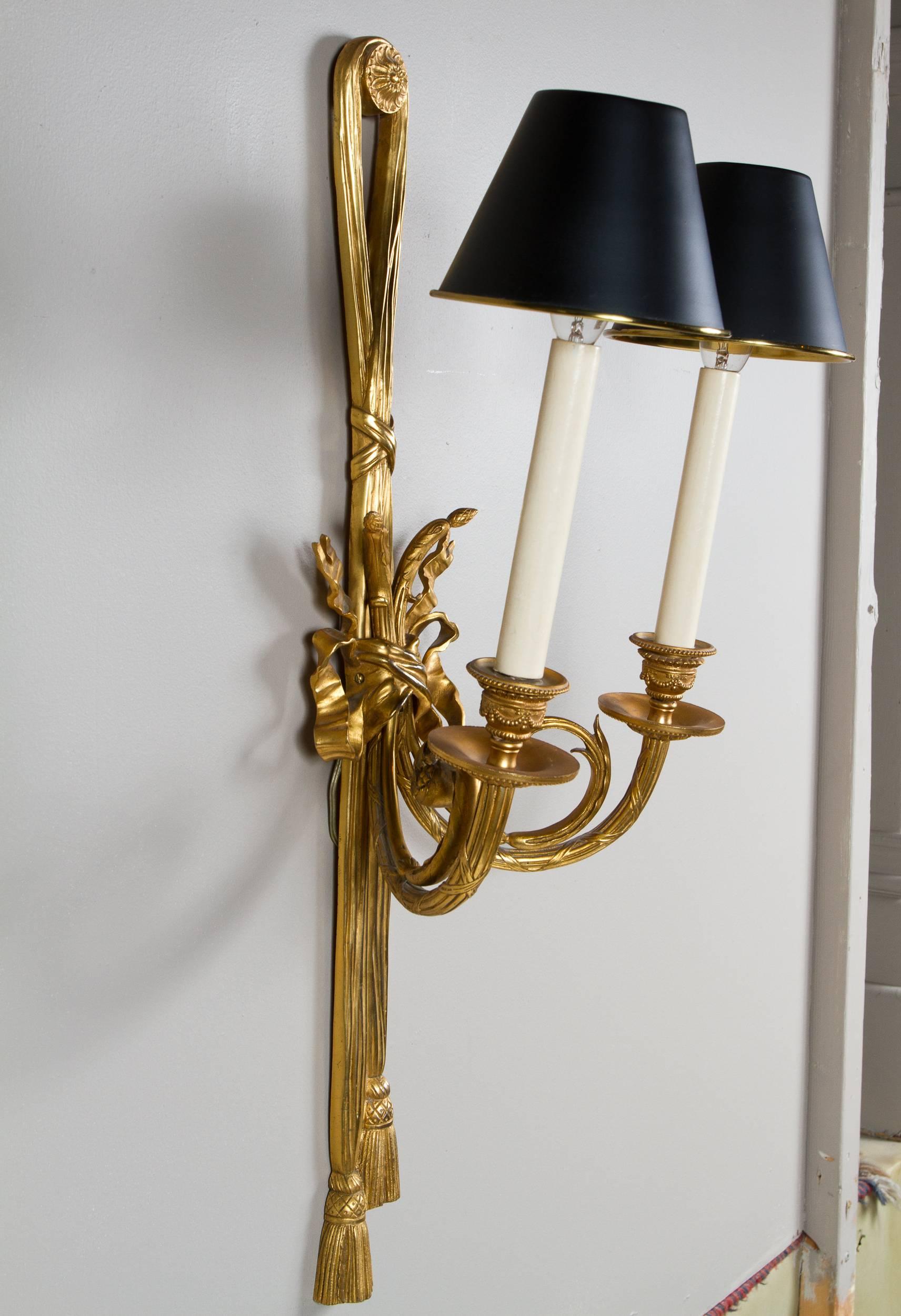 Great Pair of Gilt-Bronze Louis XVI Style Sconces 3