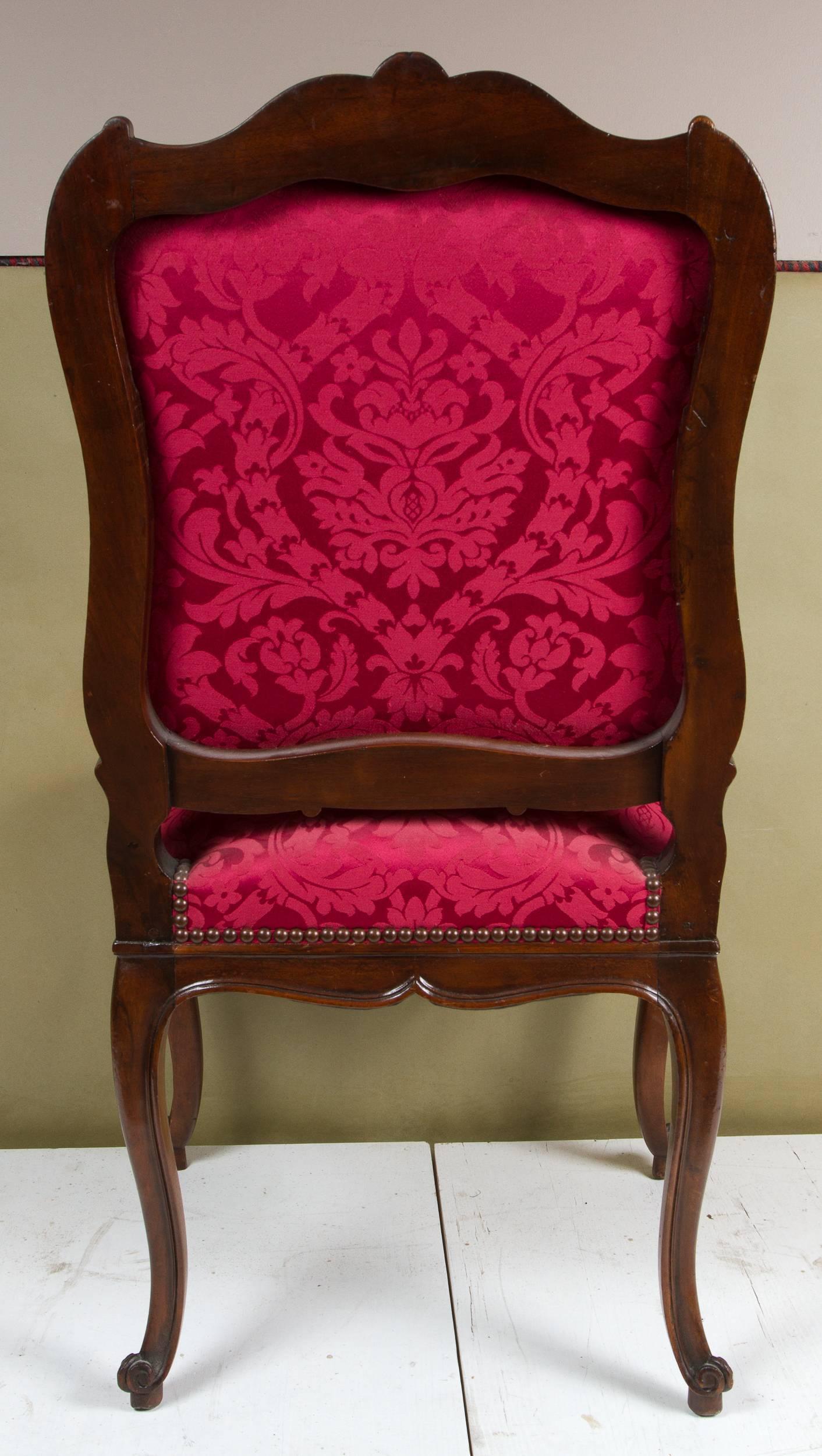 Set of Four Louis XV Style Crimson Red Dinning Chairs 2