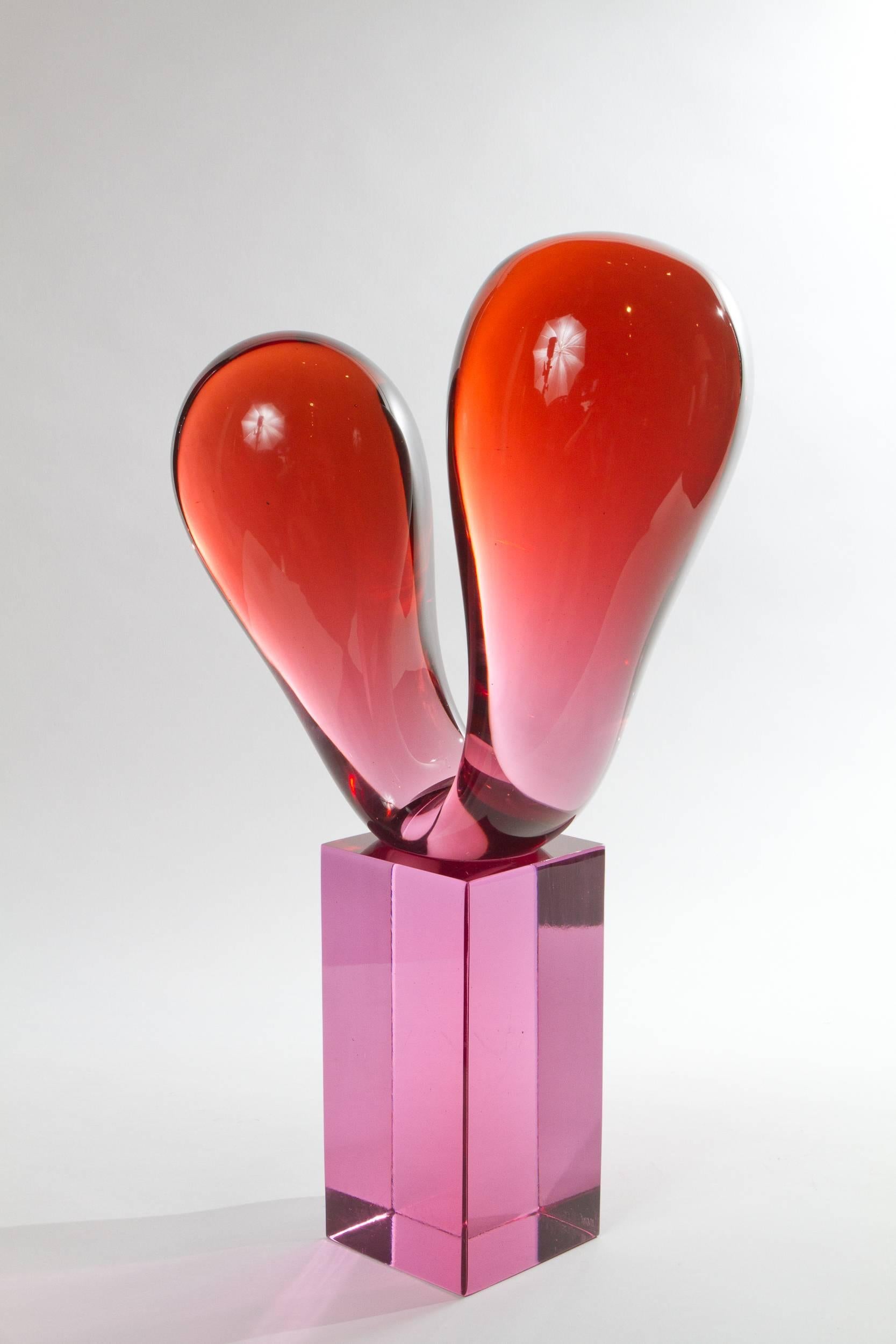 Mid-Century Modern Large Murano Colored Glass Sculpture in the Manner of Livio Seguso