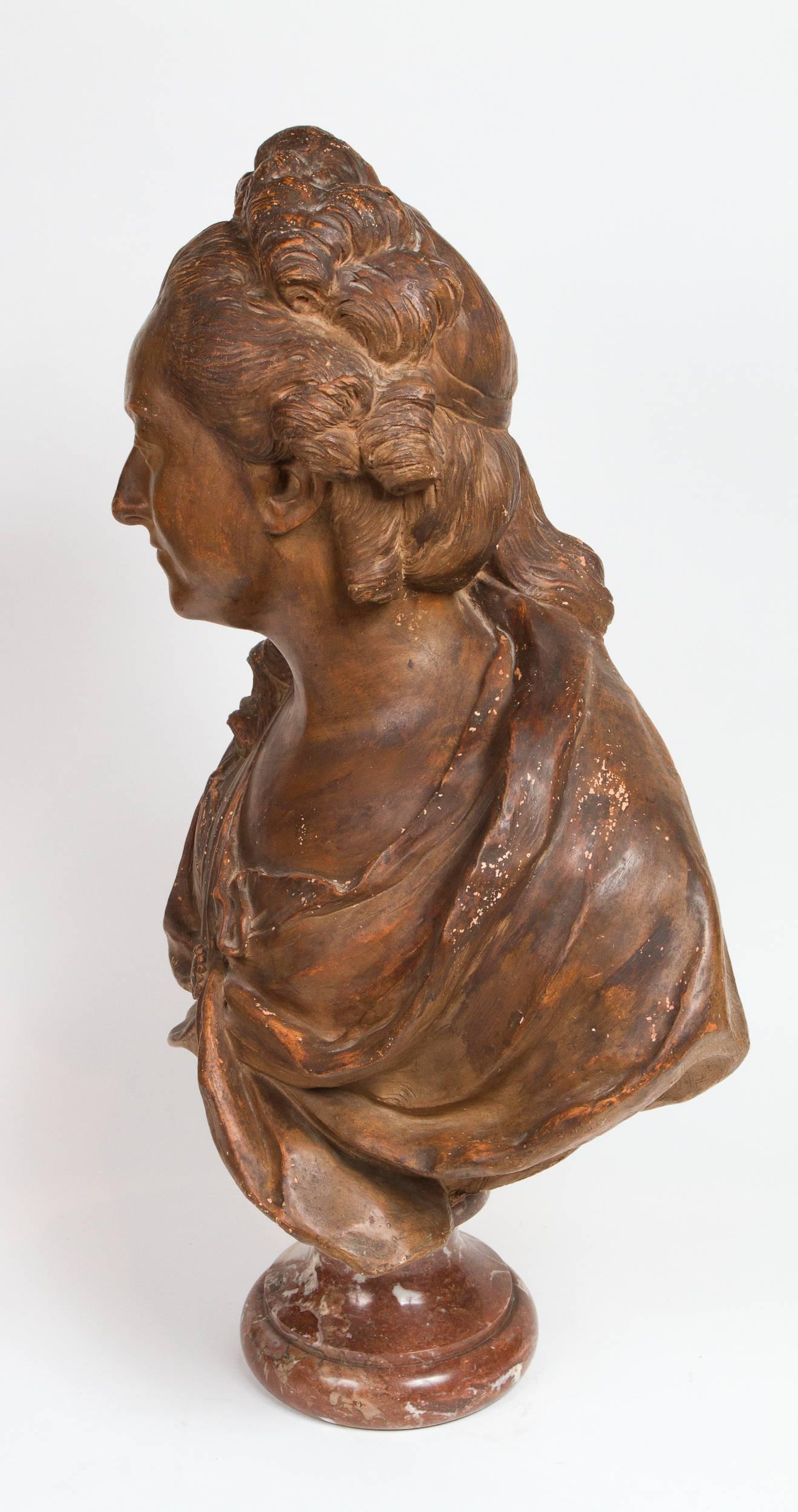 Fin du XIXe siècle Important buste de Madame du Barry en terre cuite en vente