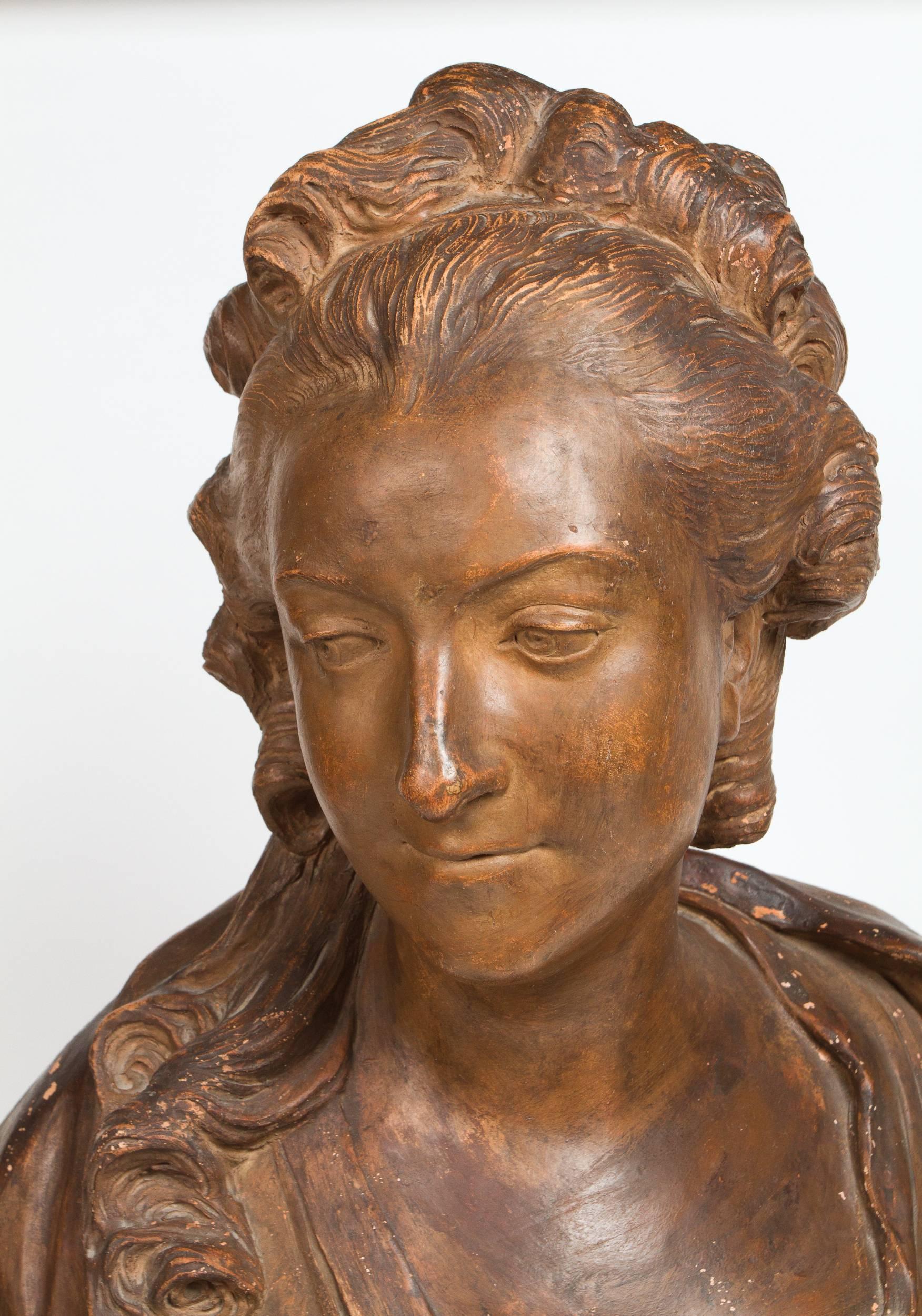 Late 19th Century Important Terracotta Bust of Madame du Barry For Sale