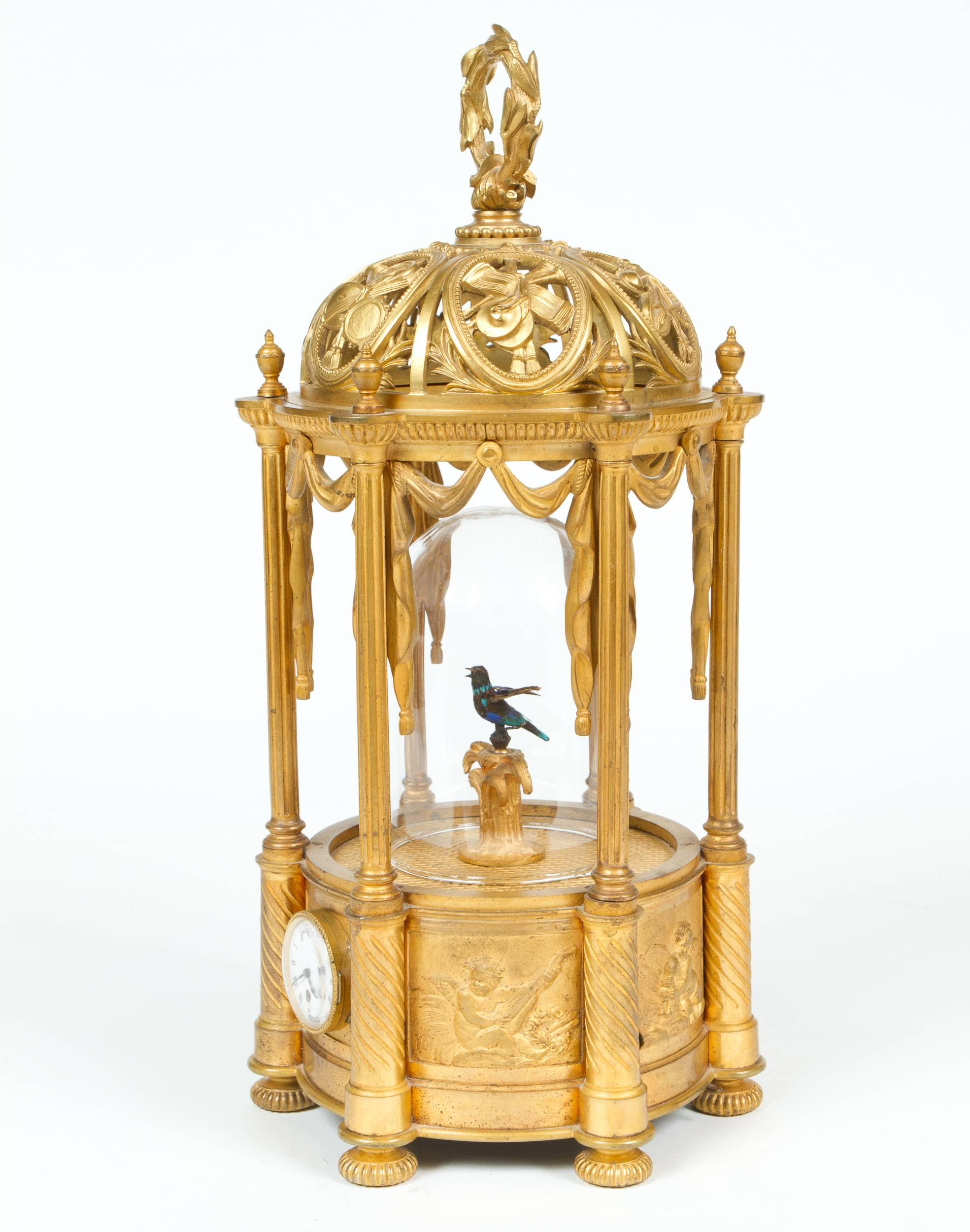 Neoclassical Rare  and Fine French Antique Singing Bird Automaton Attributed to Bontems