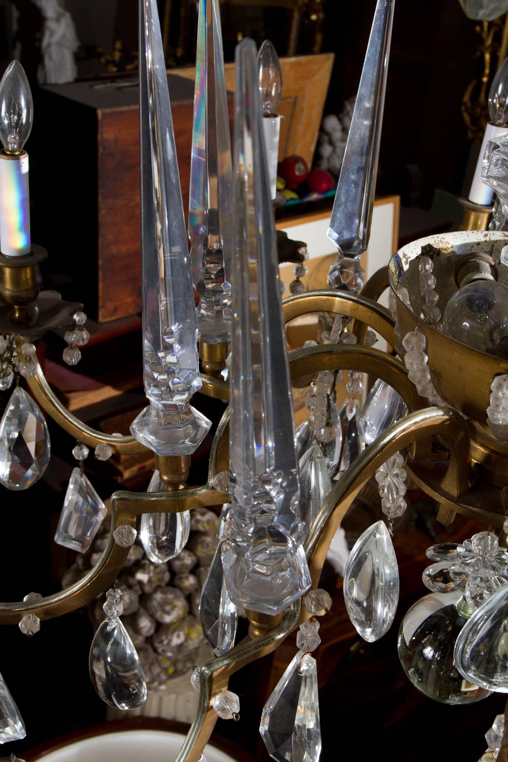 Art Deco Important Pair of Crystal Chandeliers by Maison Baguès For Sale