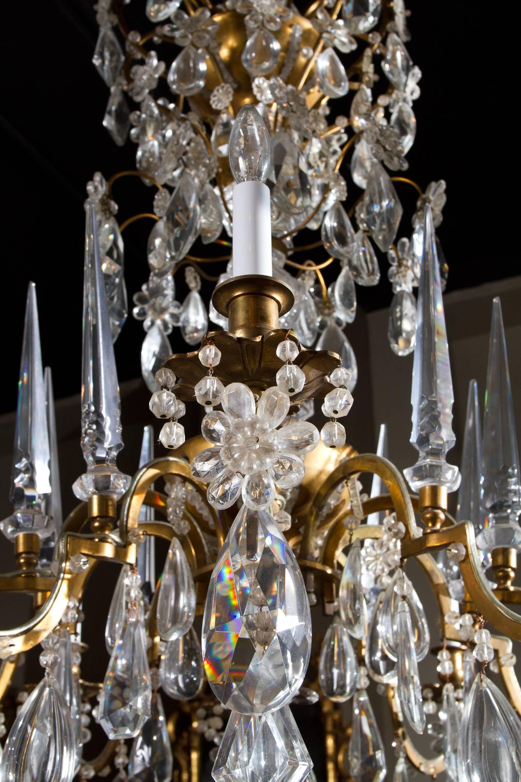 Mid-20th Century Important Pair of Crystal Chandeliers by Maison Baguès For Sale