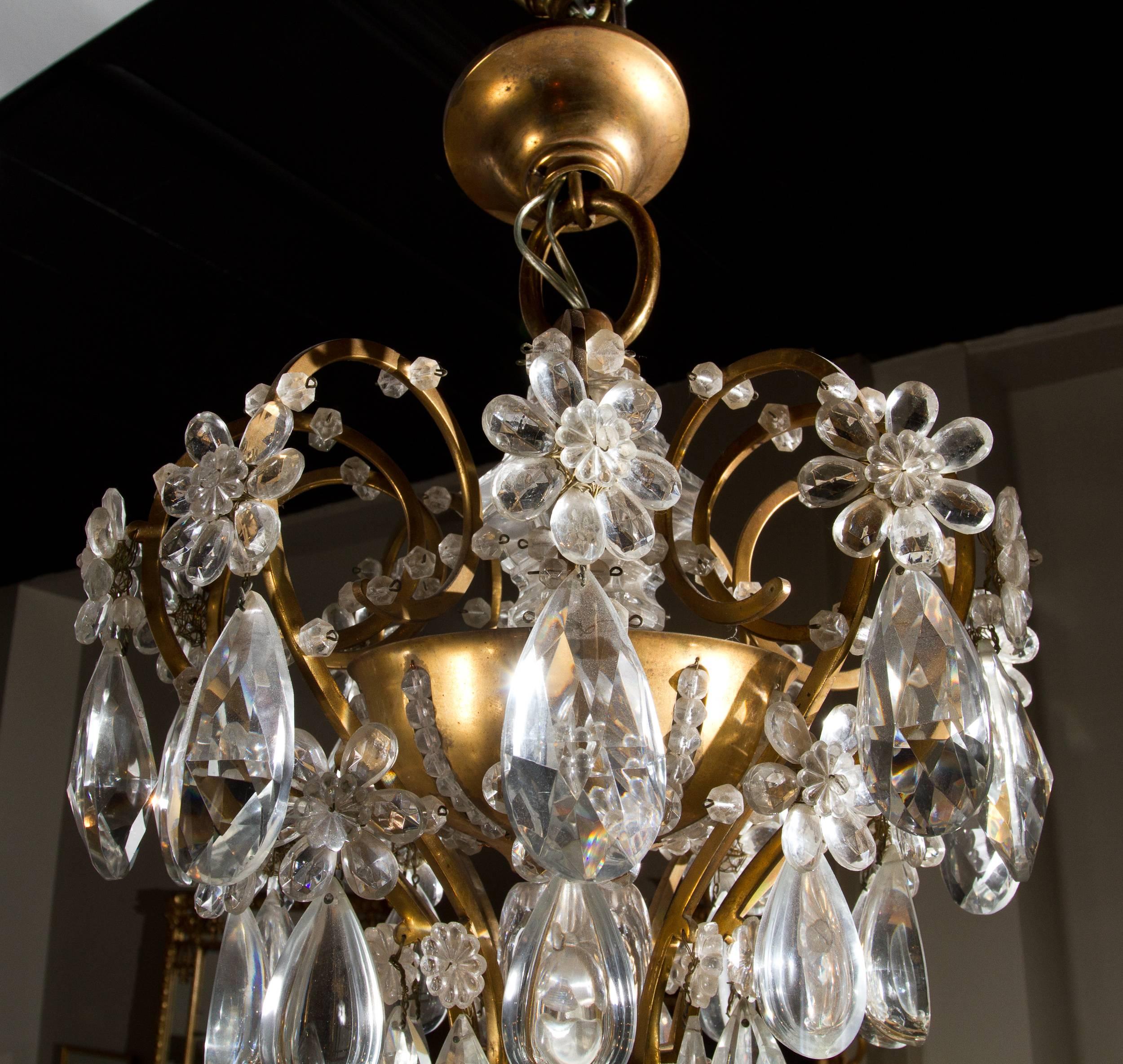 Bronze Important Pair of Crystal Chandeliers by Maison Baguès For Sale