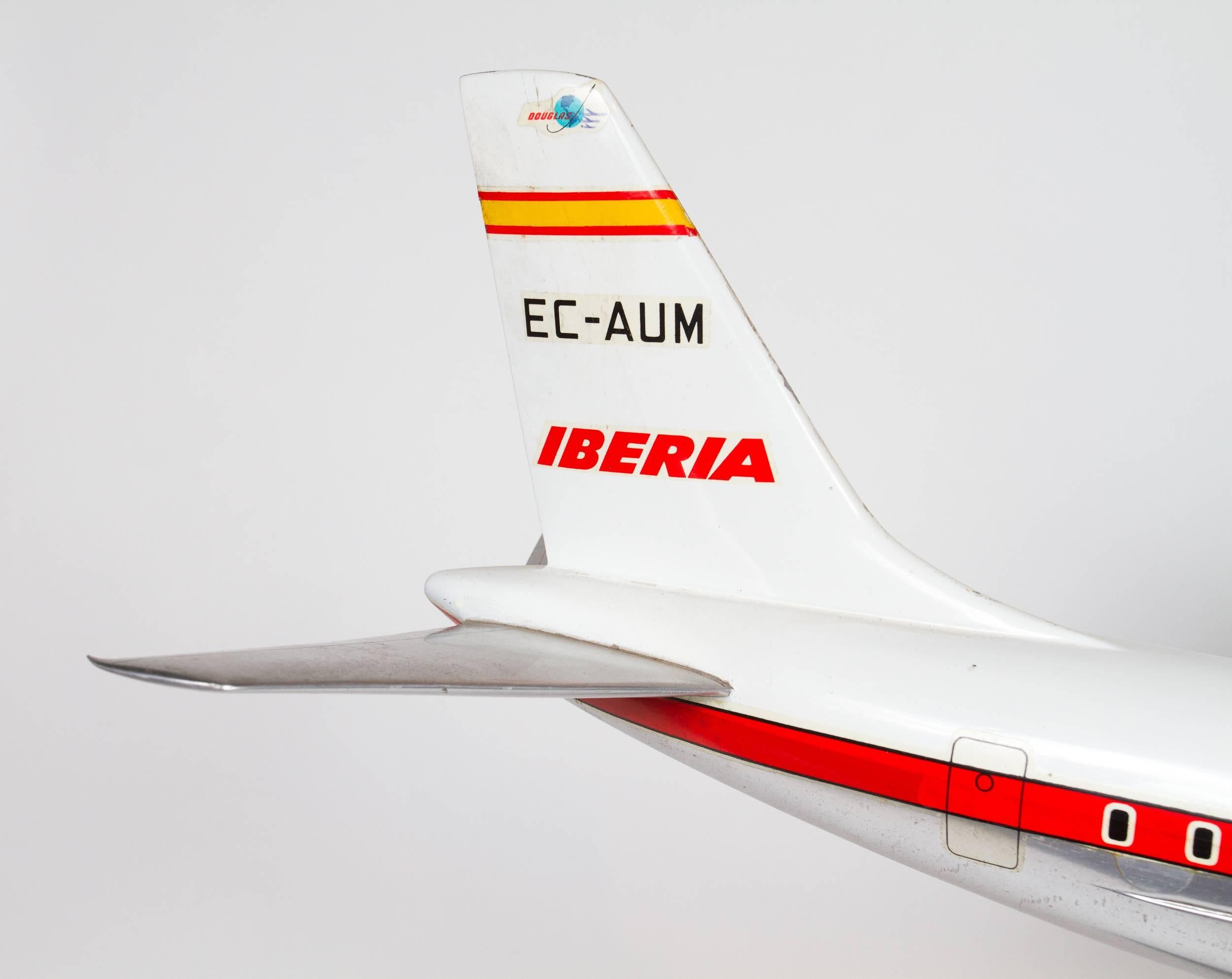 Late 20th Century Pair of Unmatched of Solid Aluminium Iberia Airplane Models