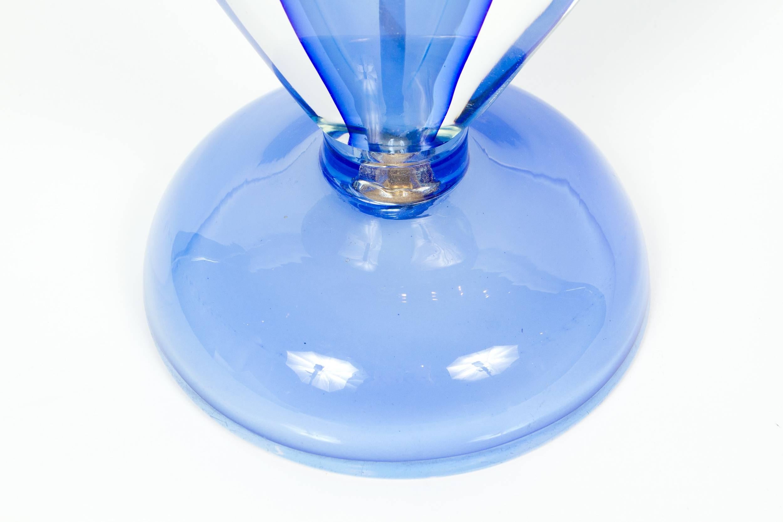 Elegant Italian Murano Blue Sommerso Glass Lamp 2