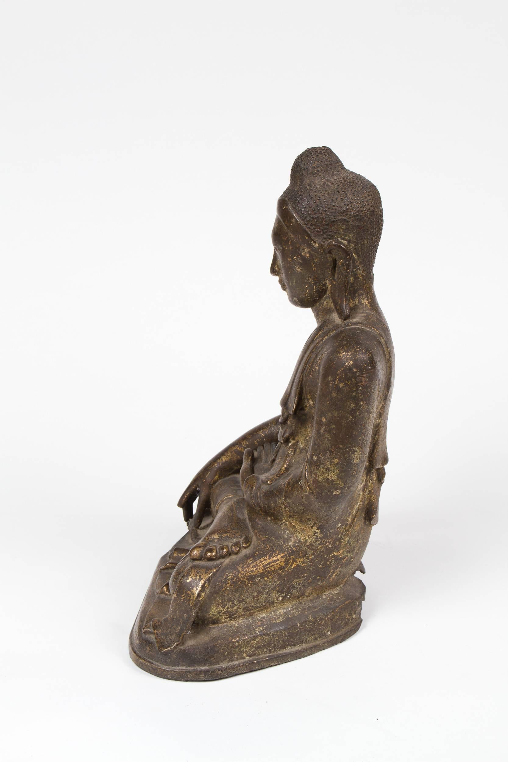 19th Century Patinated and Gilt Bronze Burmese Buddha 2