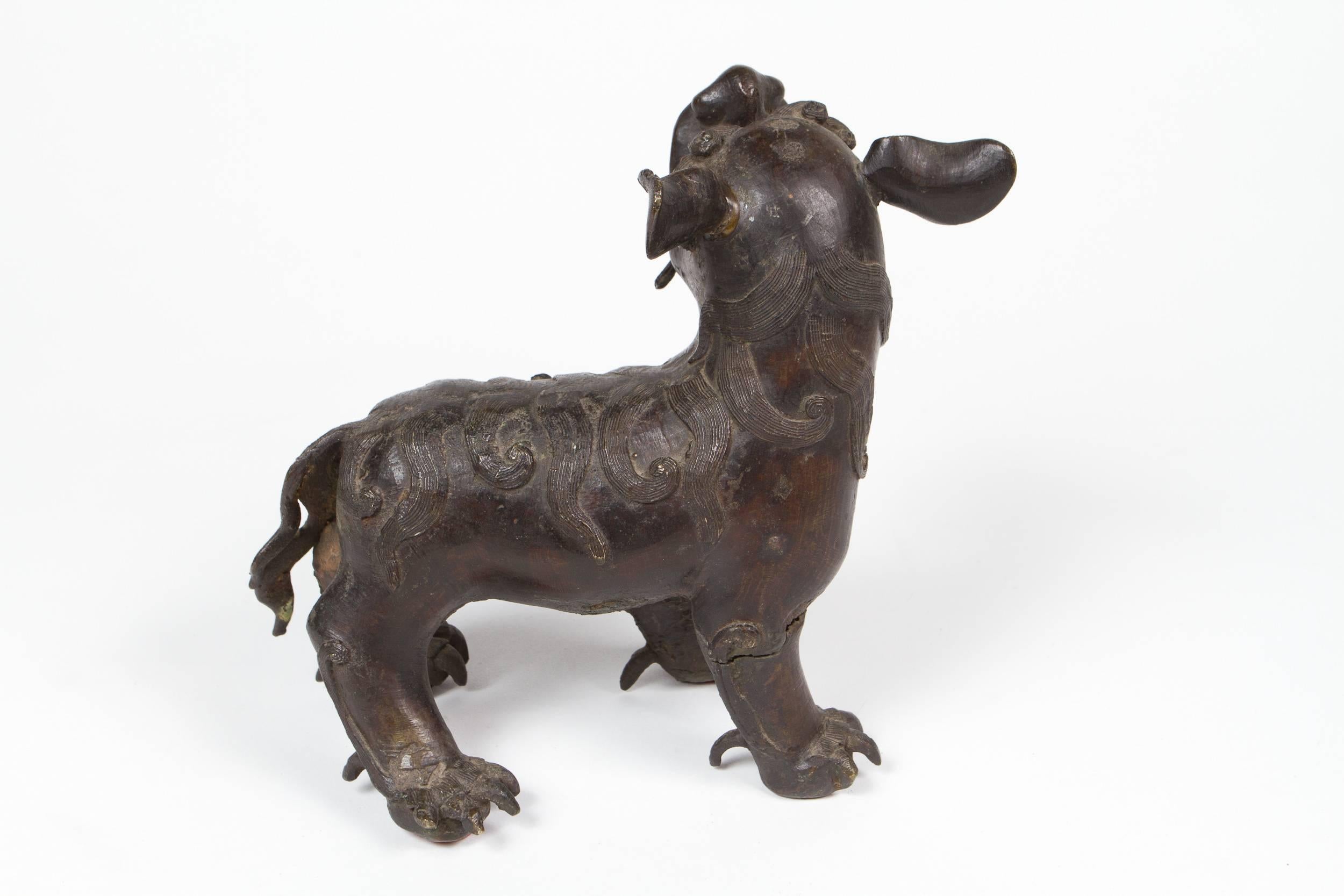 Mid-19th Century 19th Century Bronze Chinese Foo Dog For Sale