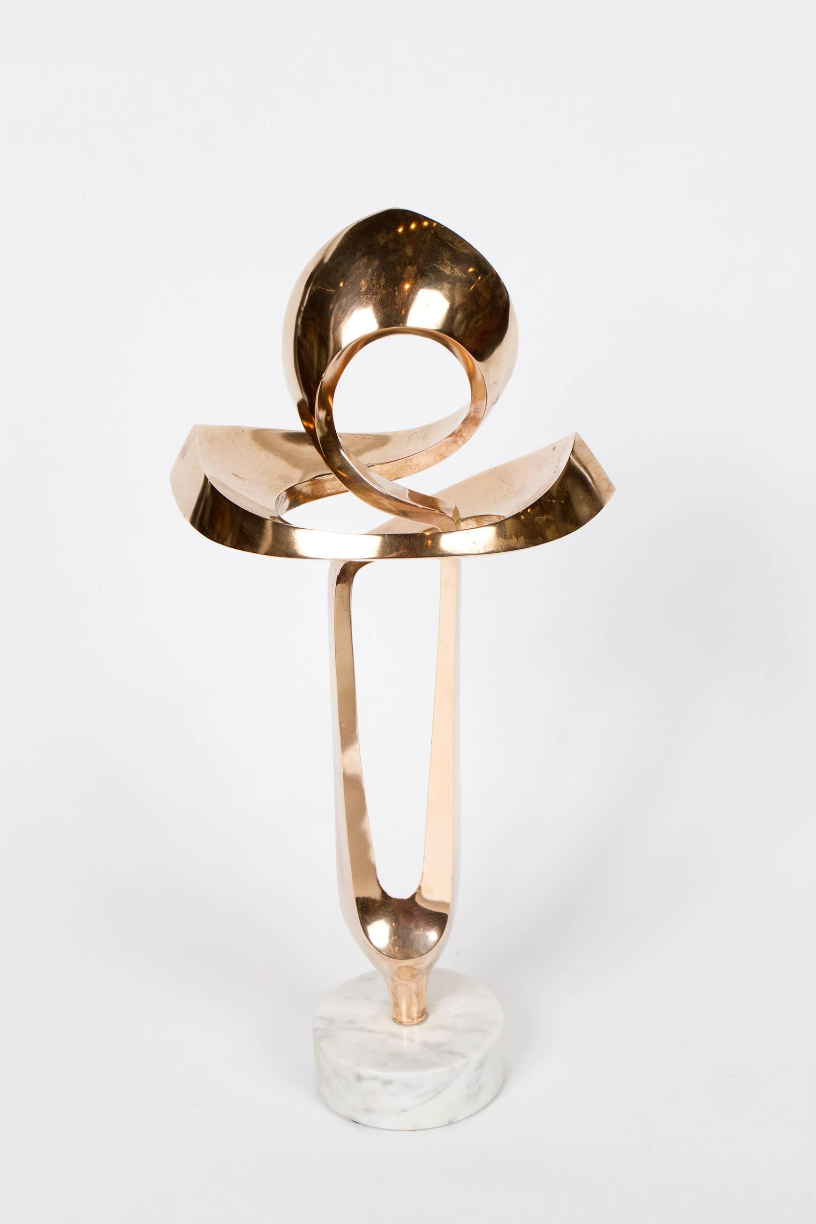 Modern Rare Polished Brass Sculpture by Robert J Mitchell For Sale