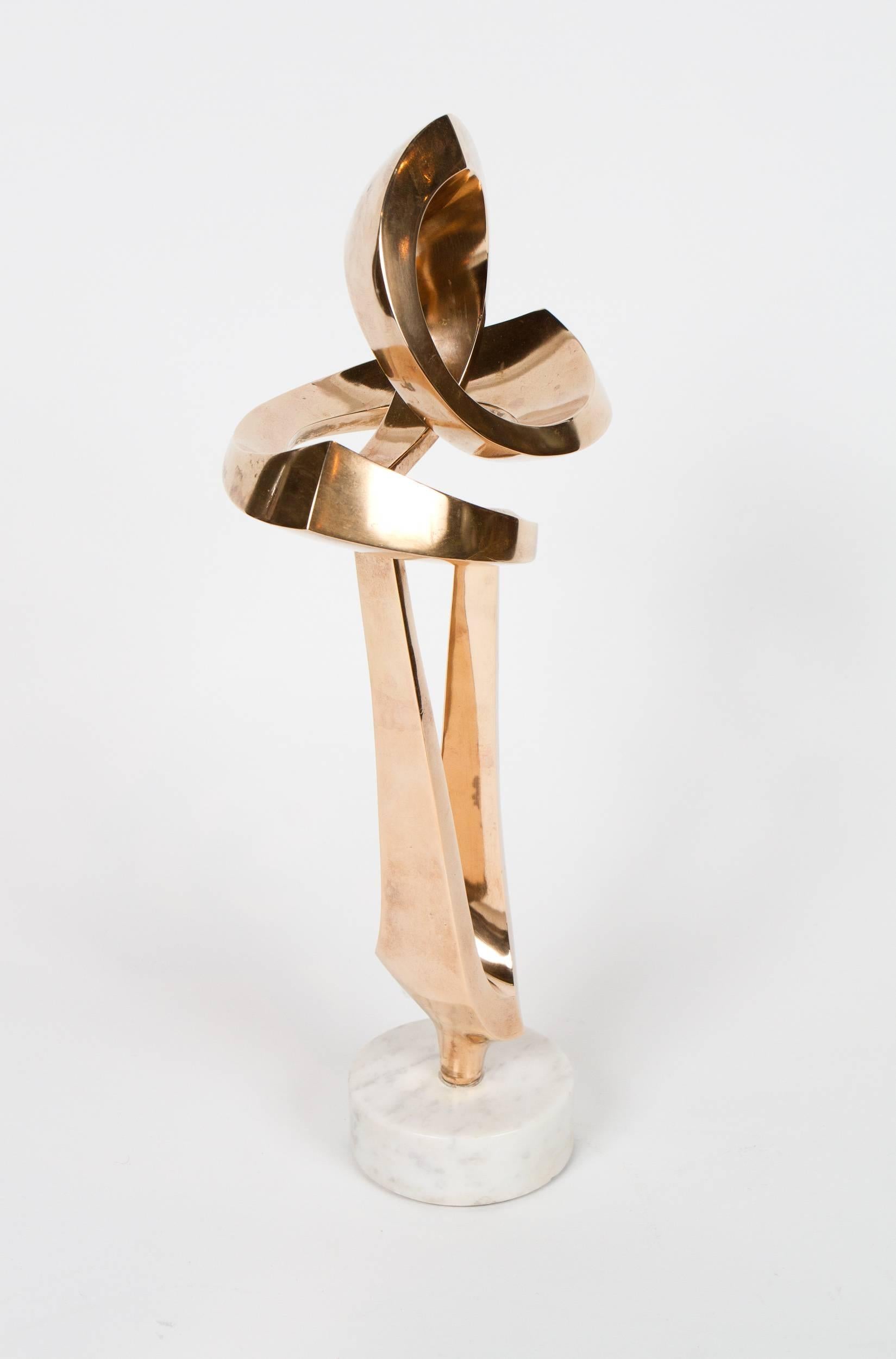 British Rare Polished Brass Sculpture by Robert J Mitchell For Sale
