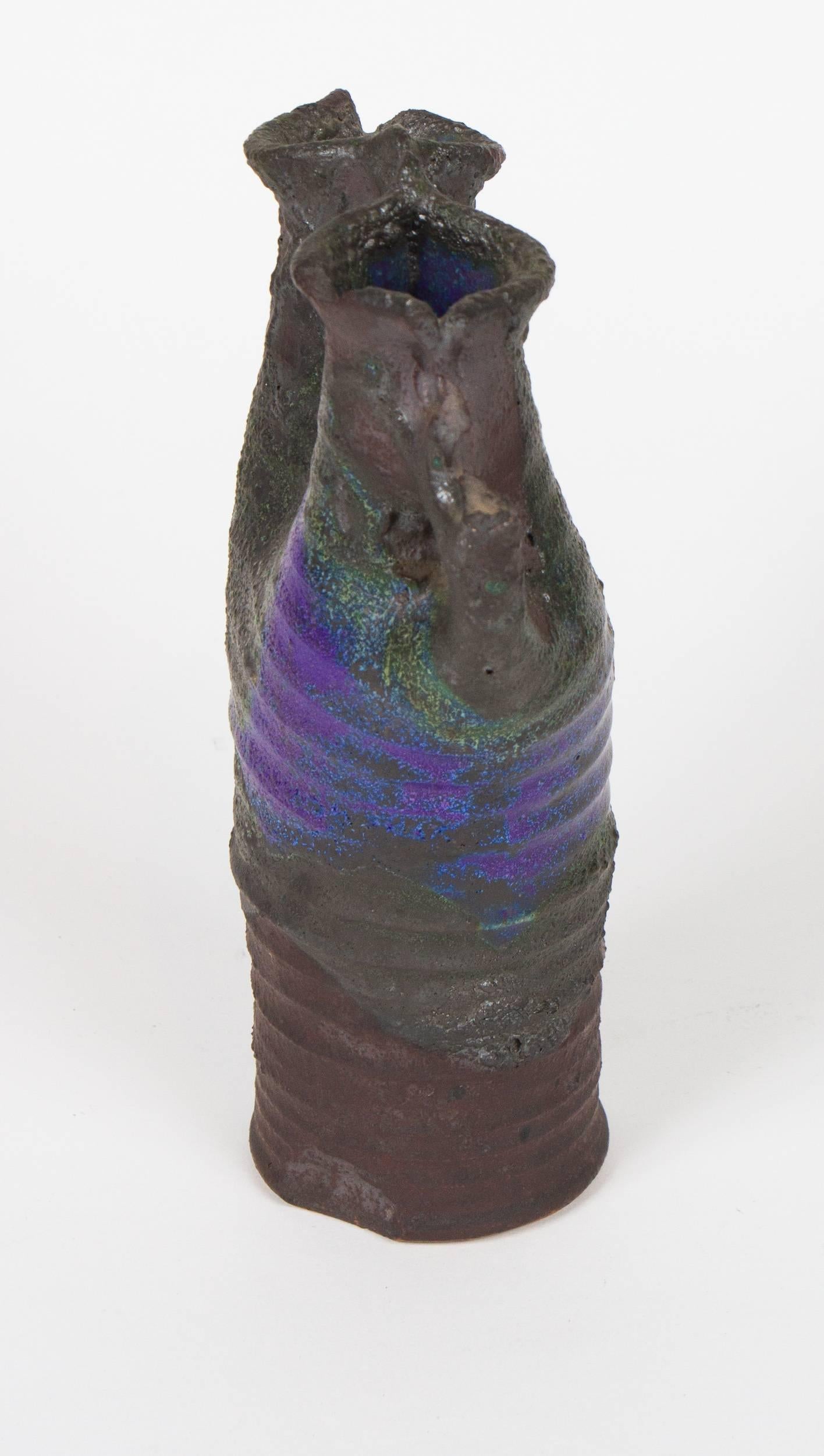 Purple and Grey Studio Ceramic Vase by Micheal Cohen In Good Condition For Sale In Montreal, QC