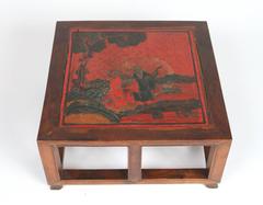 Qing Dynasty Chinese Export Red Lacquered Hand Painted Tray