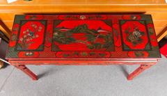 Vibrant Red Cinnabar Lacquered Chinese Altar Table