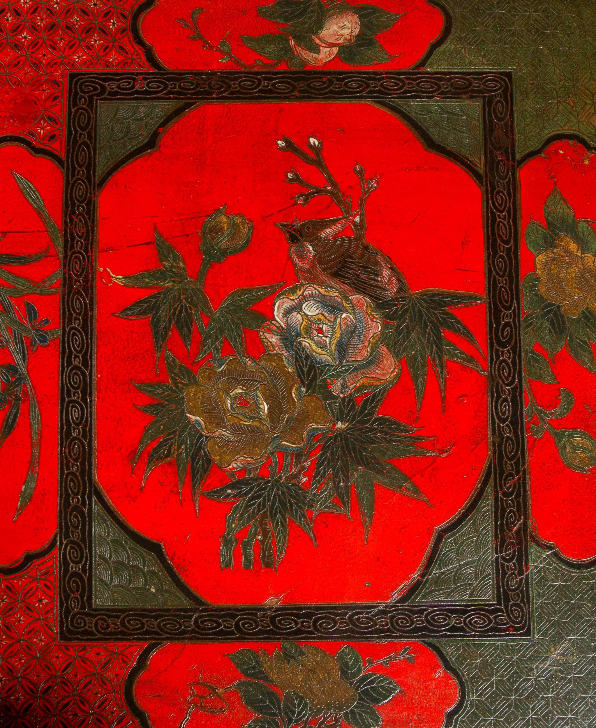 Table d'autel chinois en laque Cinnabar rouge vif en vente 5