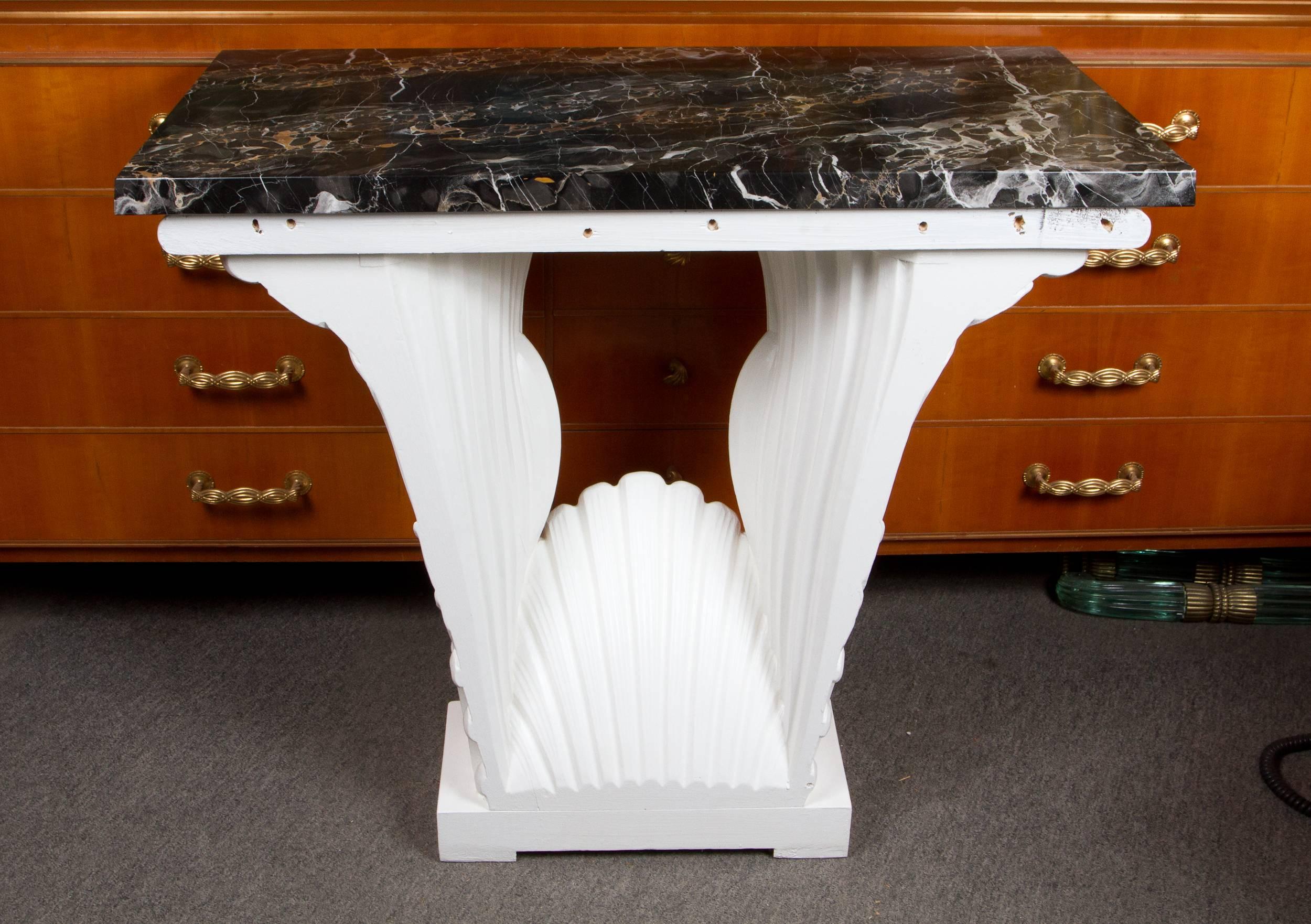 Great Carved Wood Console Table in the Manner of Serge Roche 1