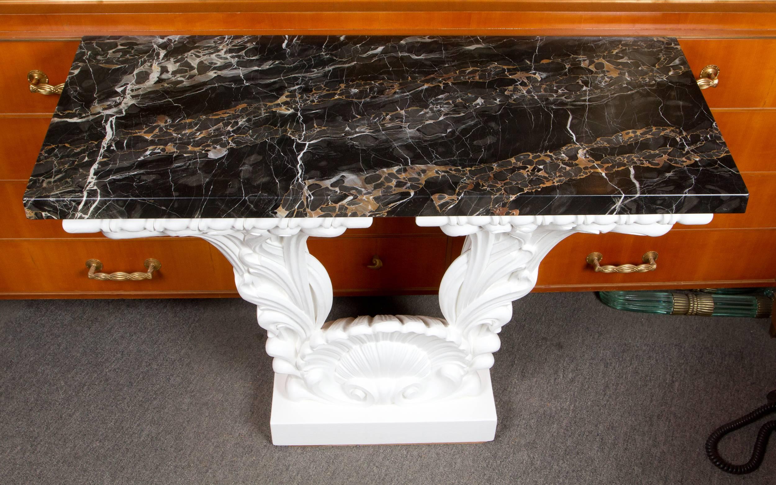 Great Carved Wood Console Table in the Manner of Serge Roche 2