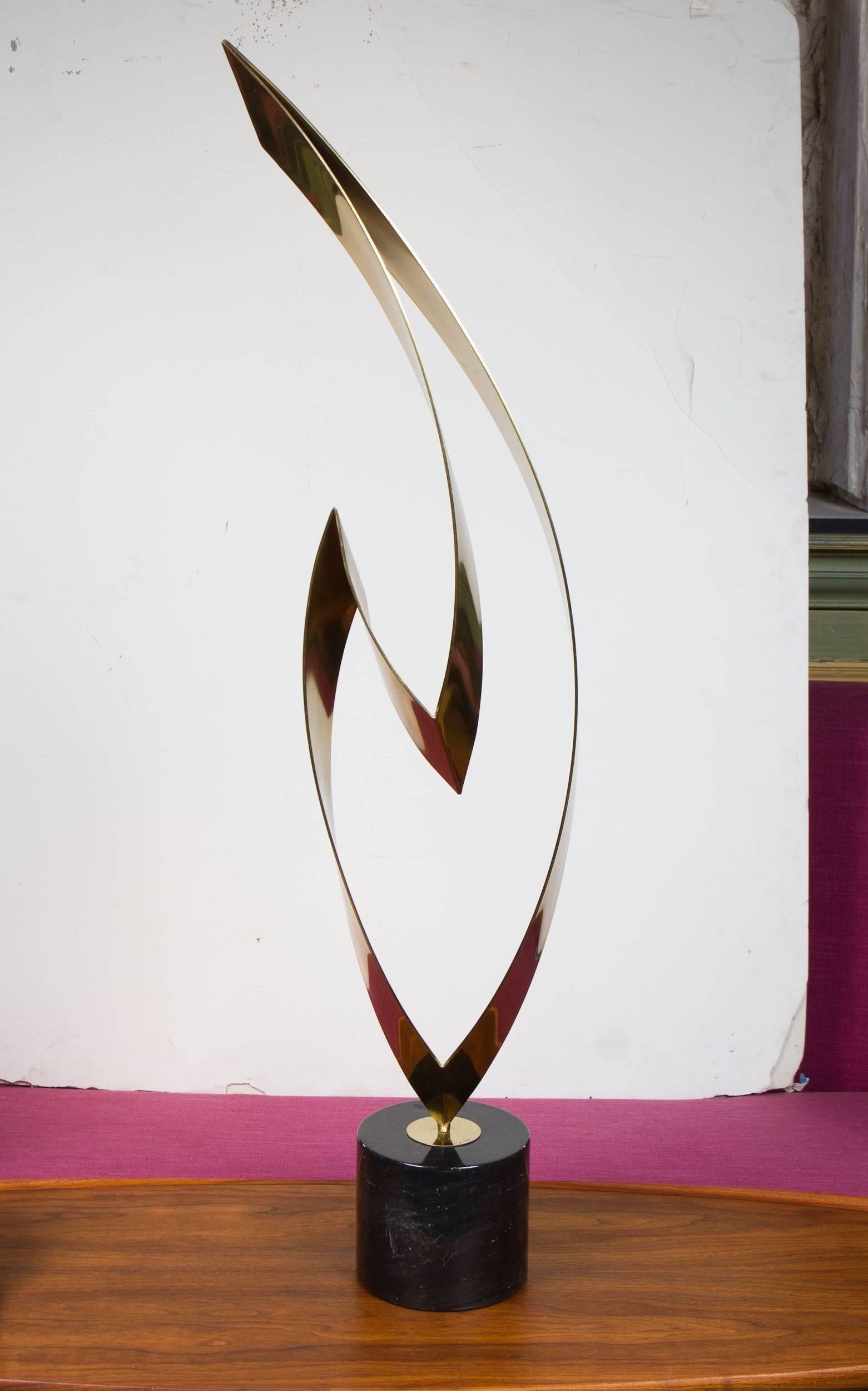 American Brass Flame Sculpture by Curtis Jere