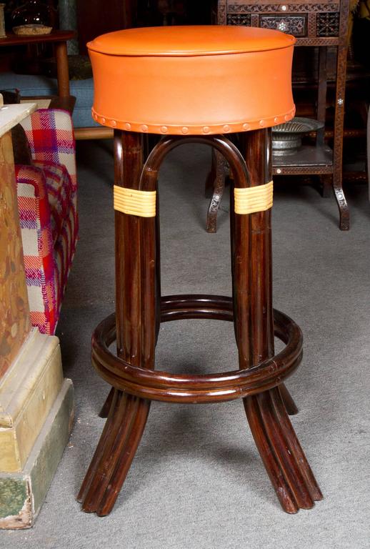 Great Set of Six Bamboo Bar Stools For Sale at 1stdibs