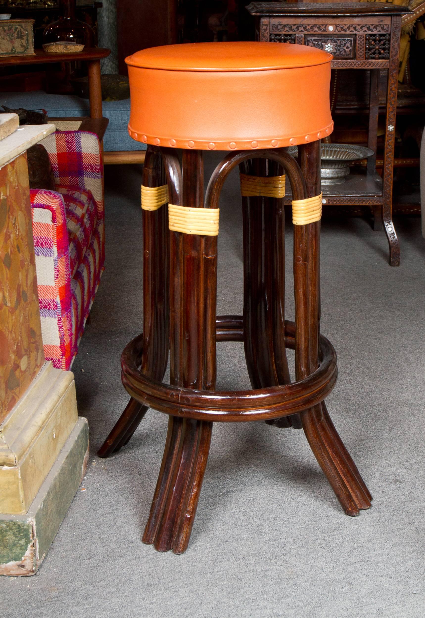 Mid-Century Modern Great Set of Six Bamboo  Tiki Bar Stools For Sale