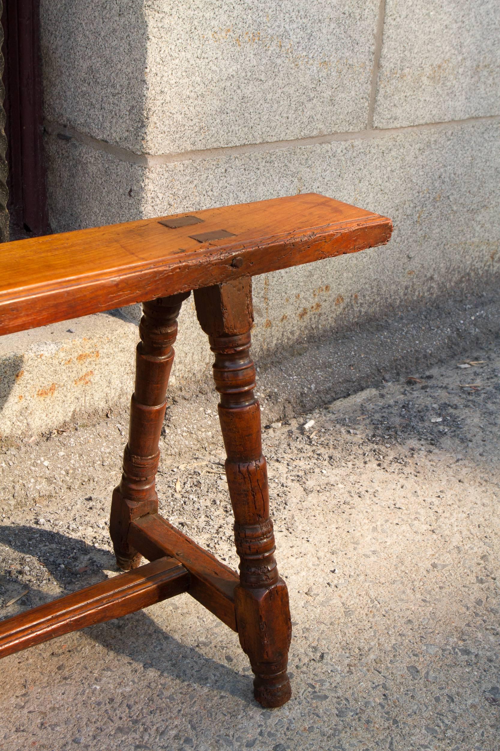 Pair of Late 17th Century French Beechwood Long  Benches For Sale 1