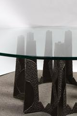 Table basse en acier de style brutaliste dans le style de Paul Evans