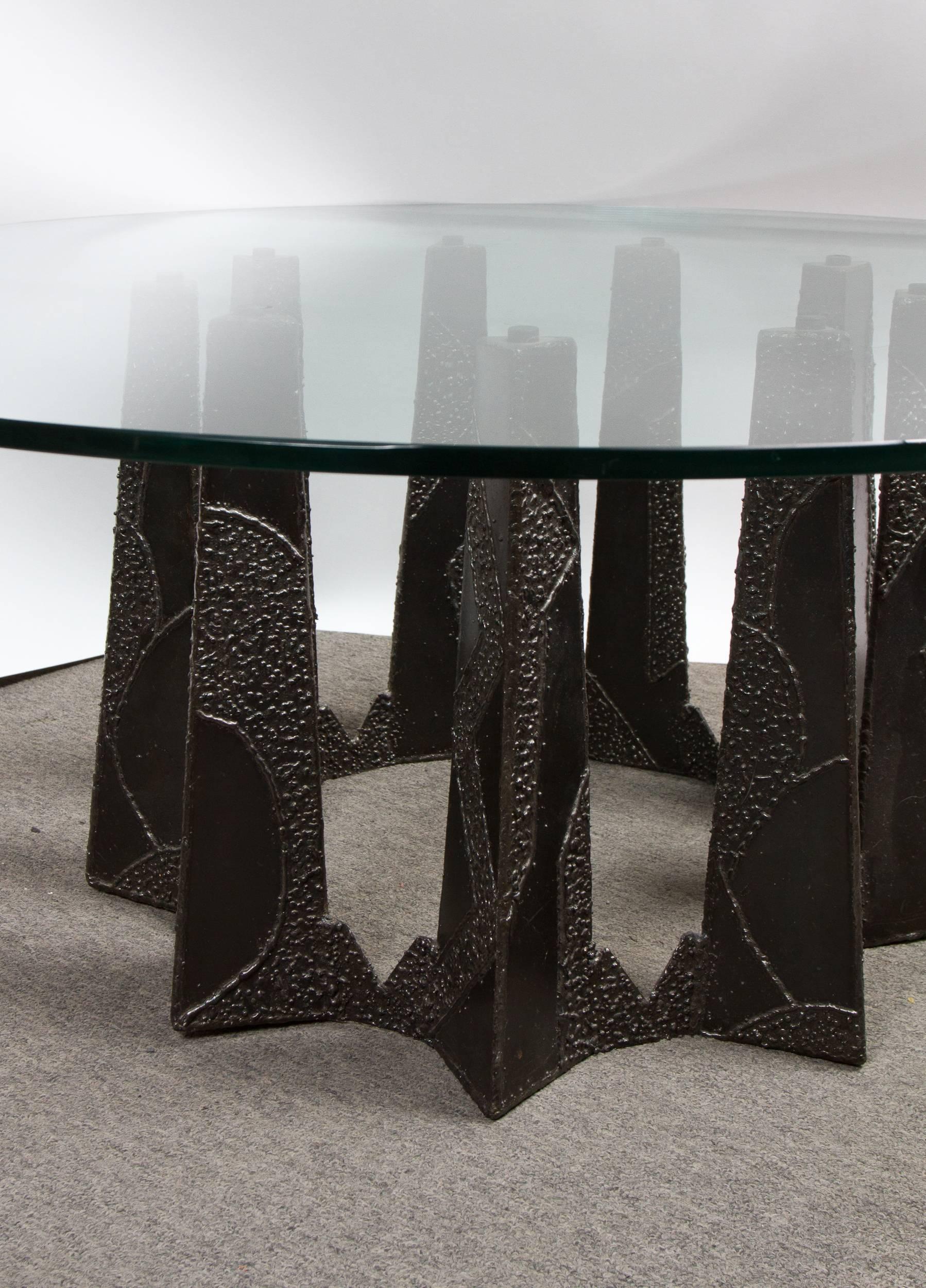 American Brutalist Style Steel Coffee Table in the Style of Paul Evans