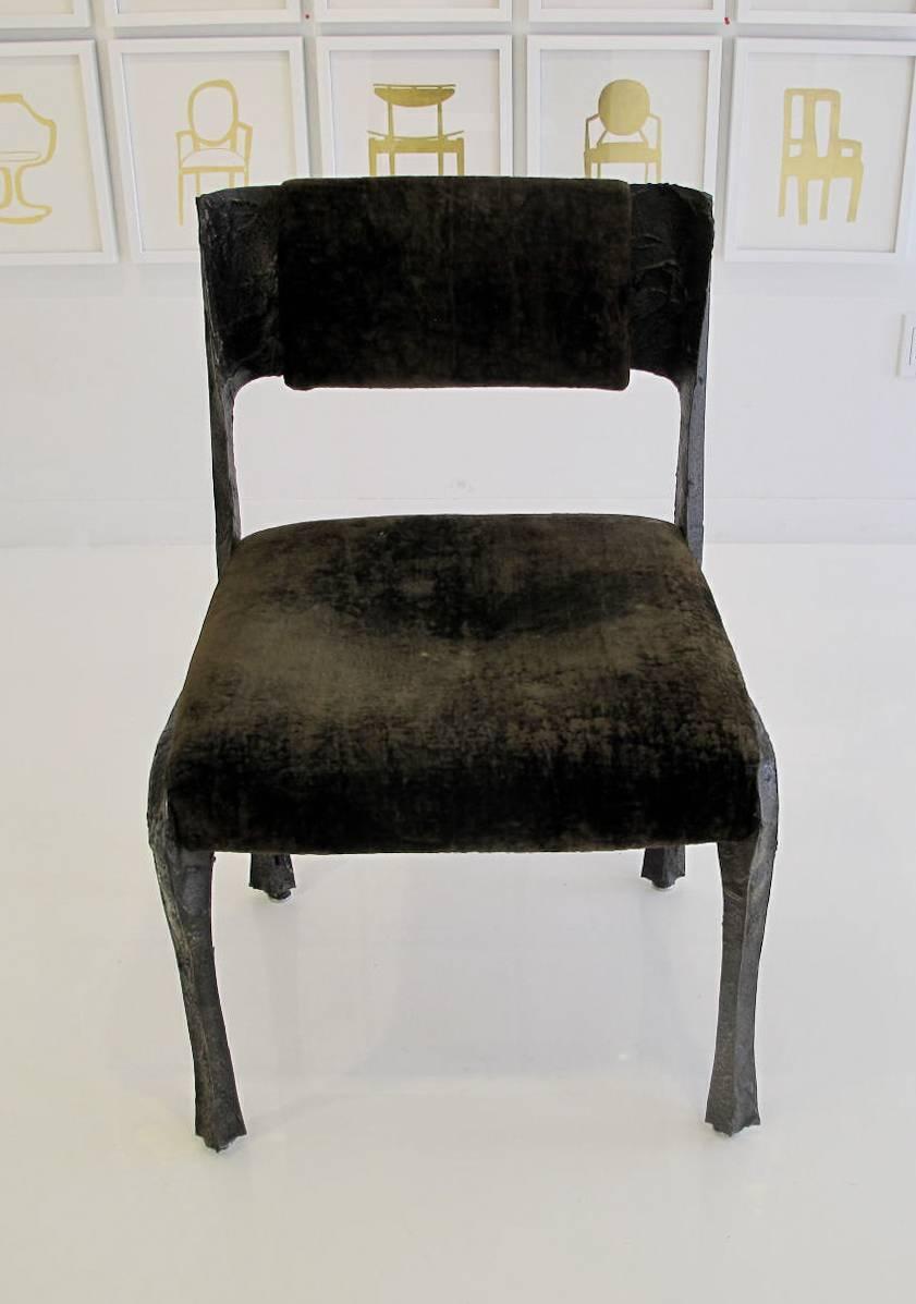 Rare sculpted bronze chair, model P E 105 by Paul Evans.