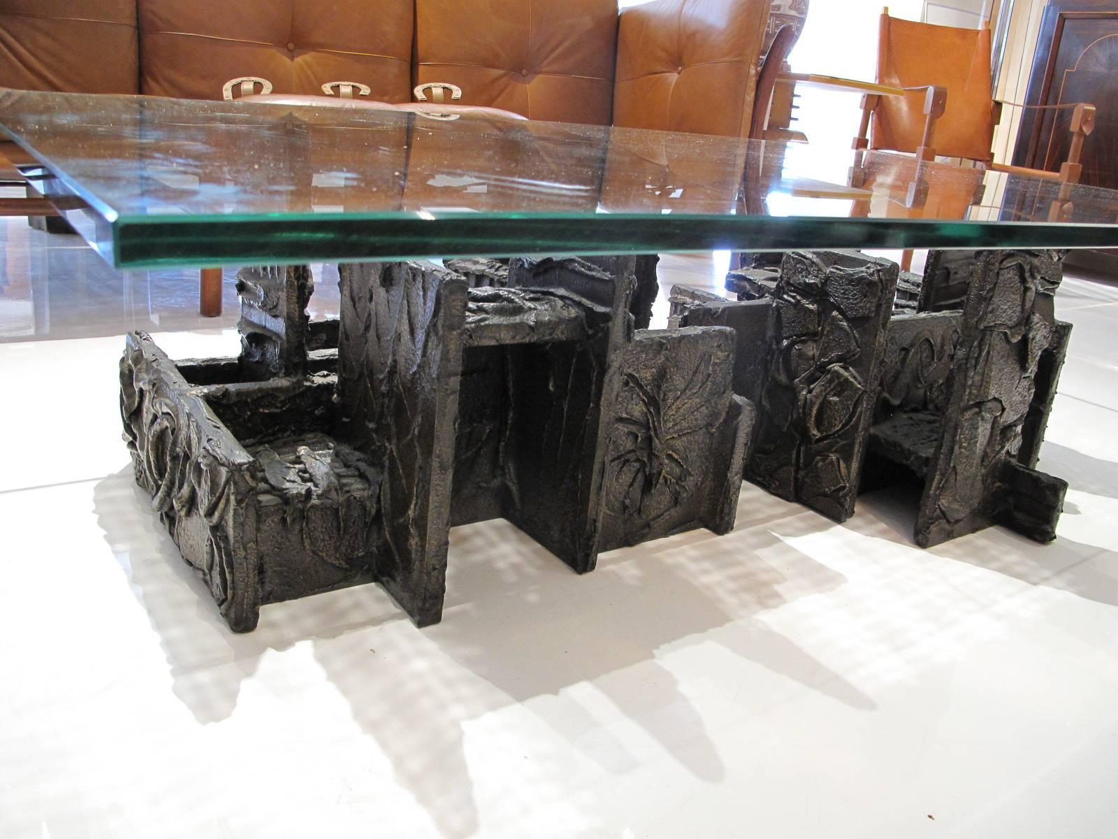 American Sculpted Bronze Coffee Table by Paul Evans