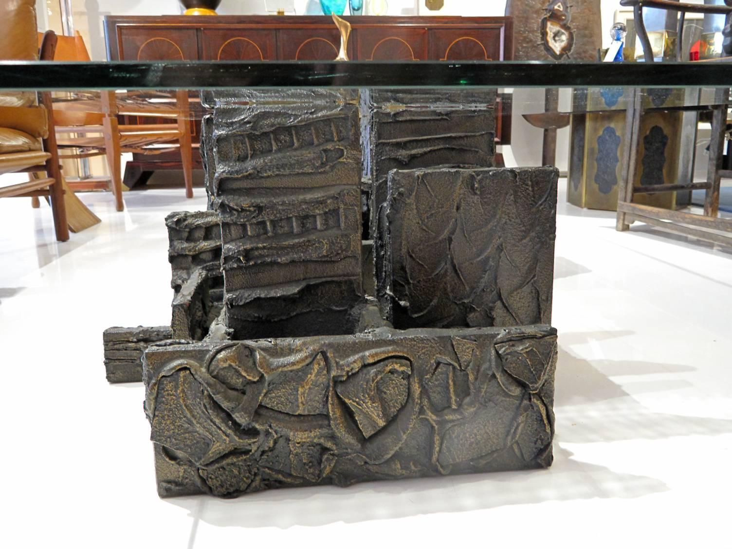 Sculpted Bronze Coffee Table by Paul Evans 1