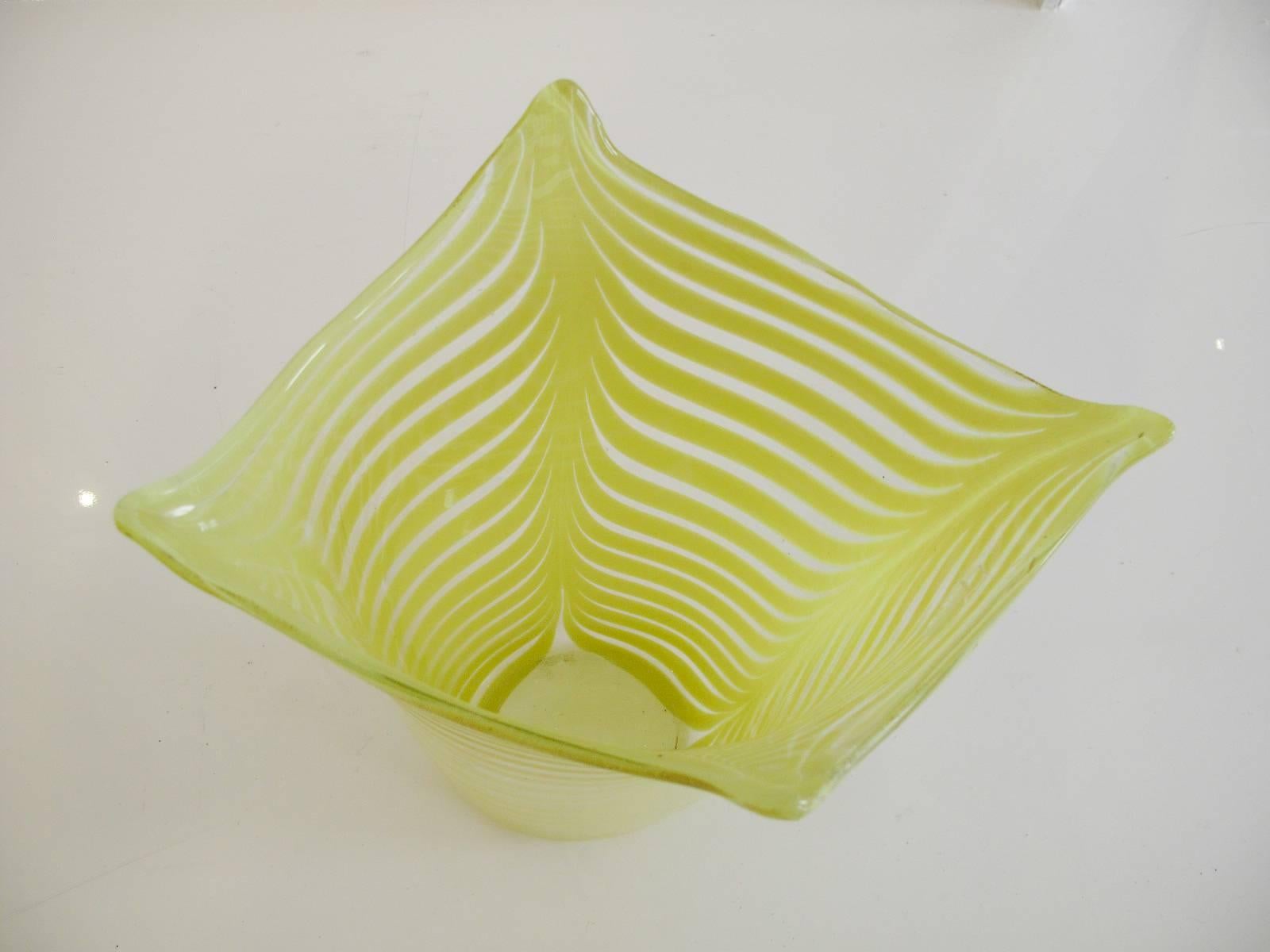 Vibrant Yellow and Clear Glass Vase by Venini In Excellent Condition In Montreal, QC