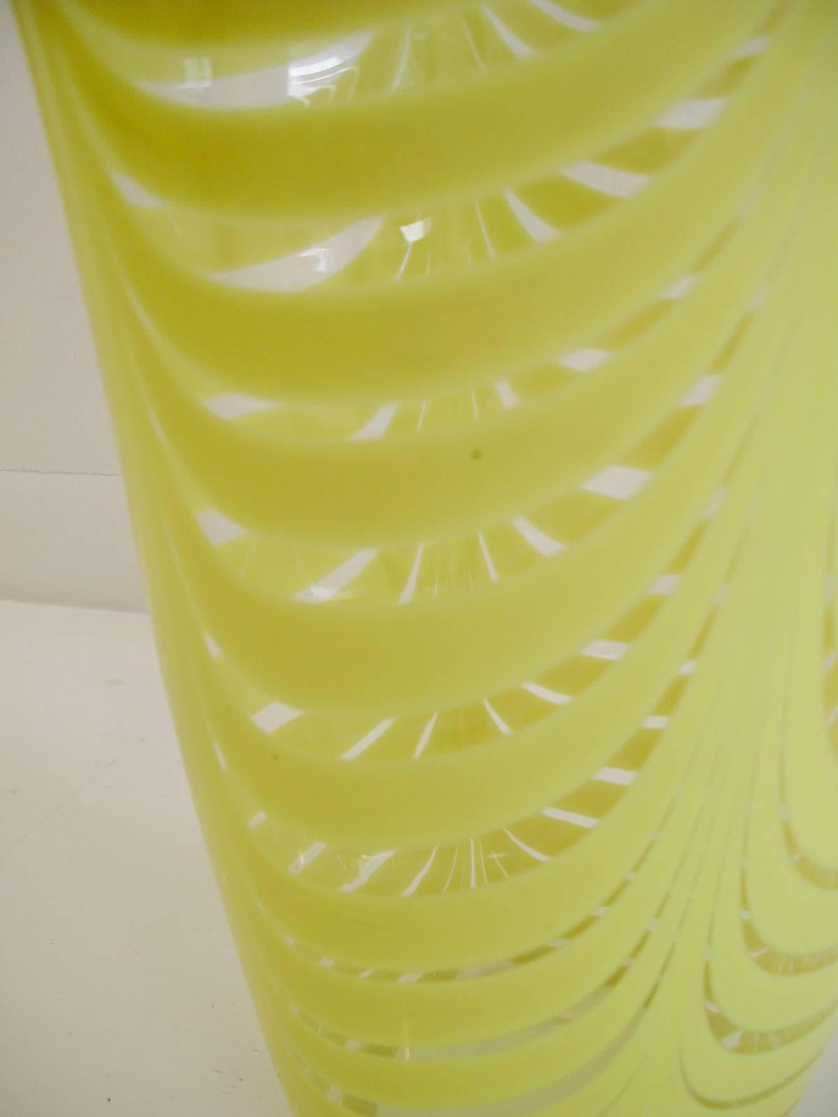 Italian Vibrant Yellow and Clear Glass Vase by Venini