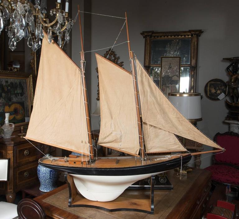 Vintage Schooner Model Sail Boat 