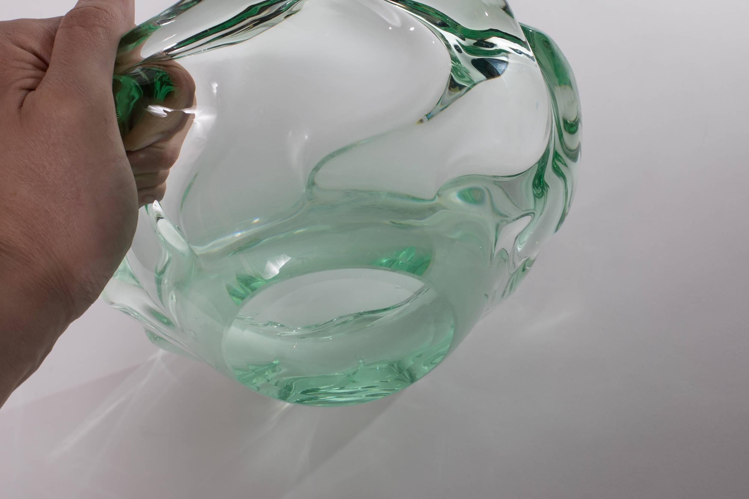 Light Green and Transparent Glass Bowl by Daum For Sale 1