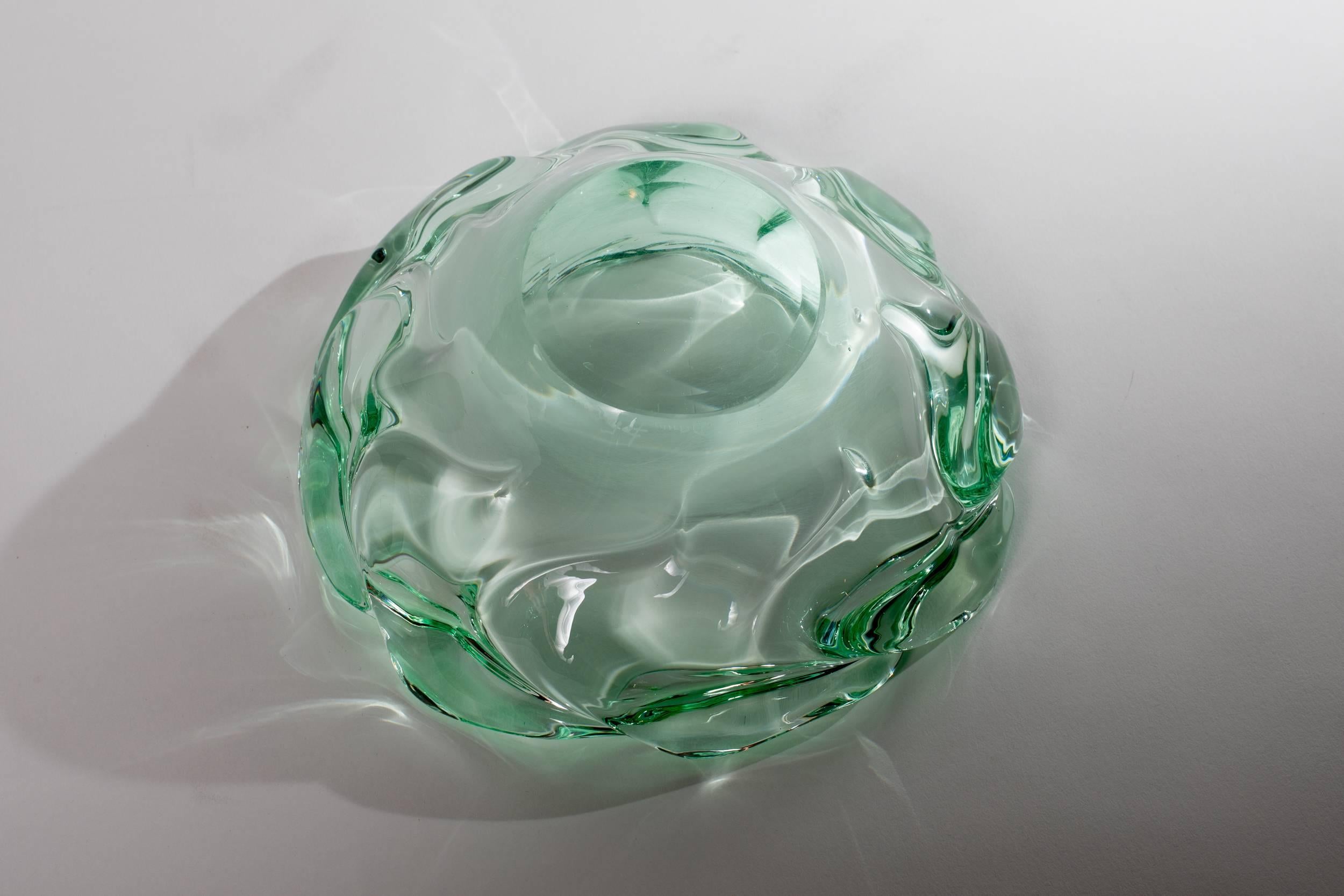 Light Green and Transparent Glass Bowl by Daum For Sale 2