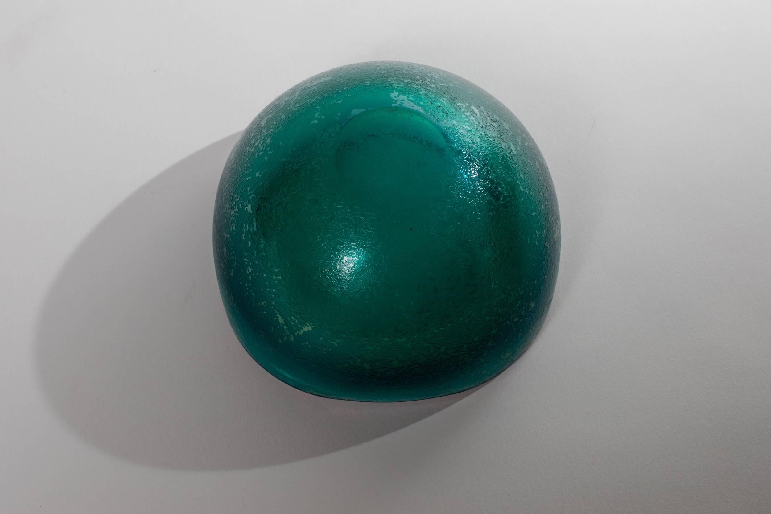 Mid-Century Modern Turquoise Glass Bowl 