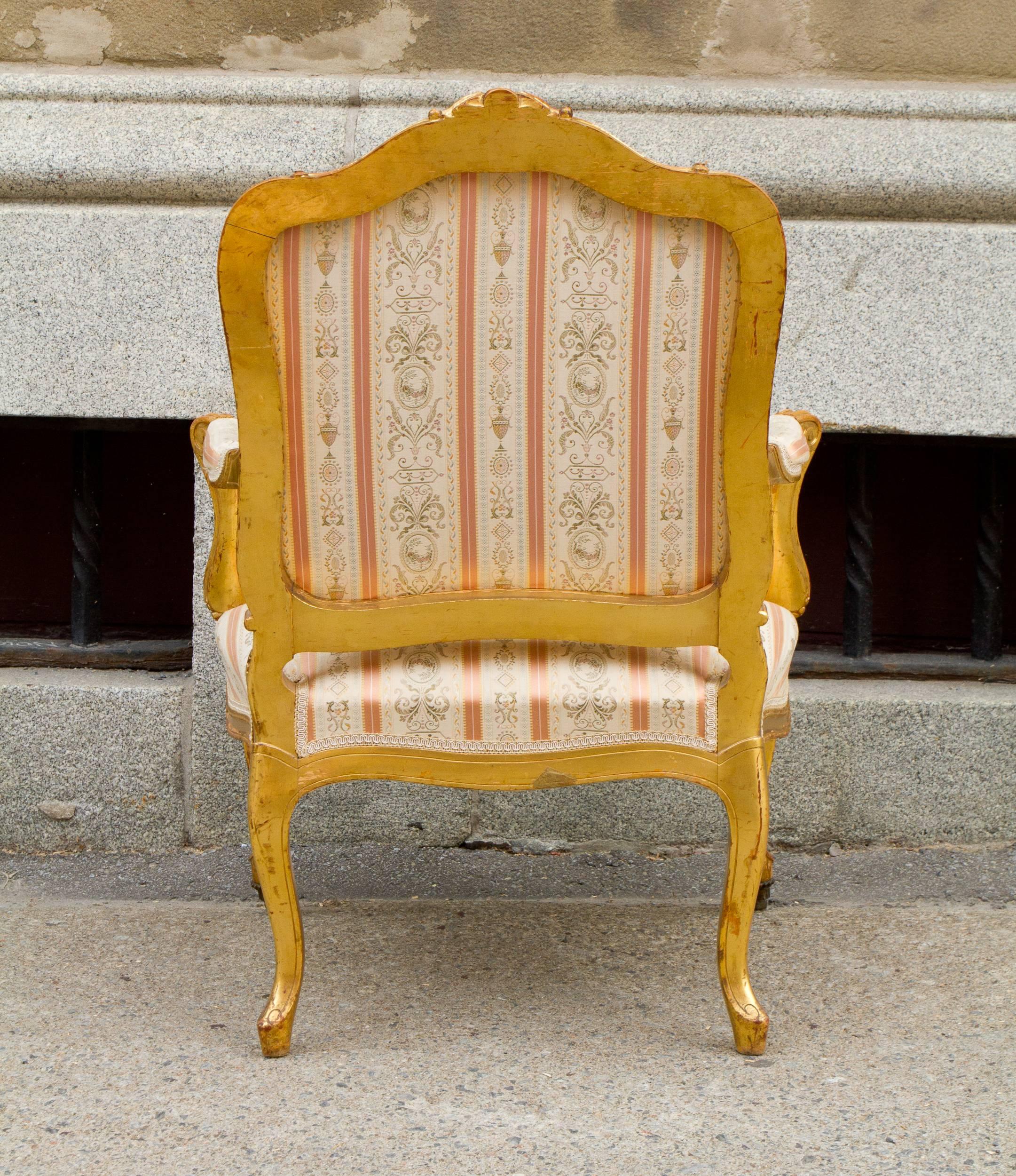 Pair of Giltwood Louis XV Style Armchairs 5
