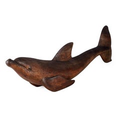 Lifesize Carved Wood Sculpture of Dolphin