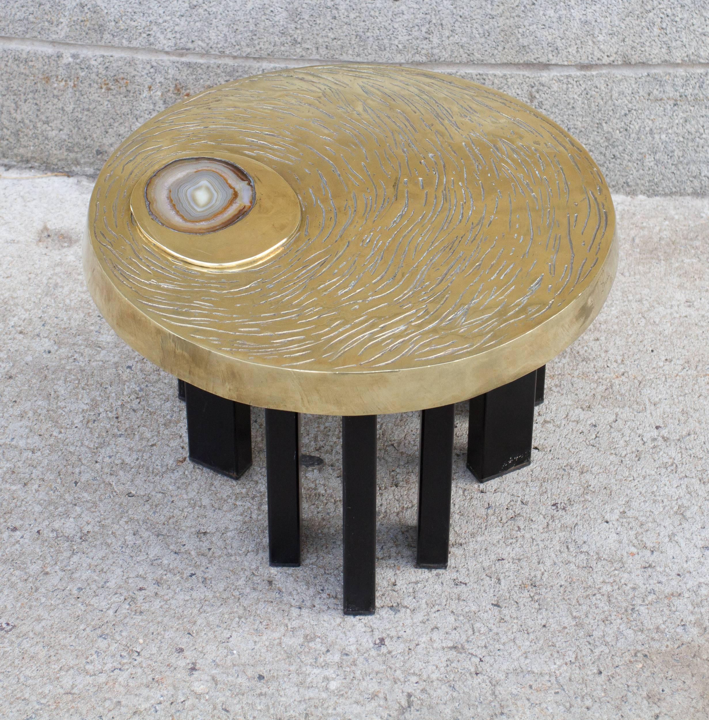Mid-Century Modern Rare Pair of Gilded  Bronze Cocktail Tables by Fernand Dresse For Sale