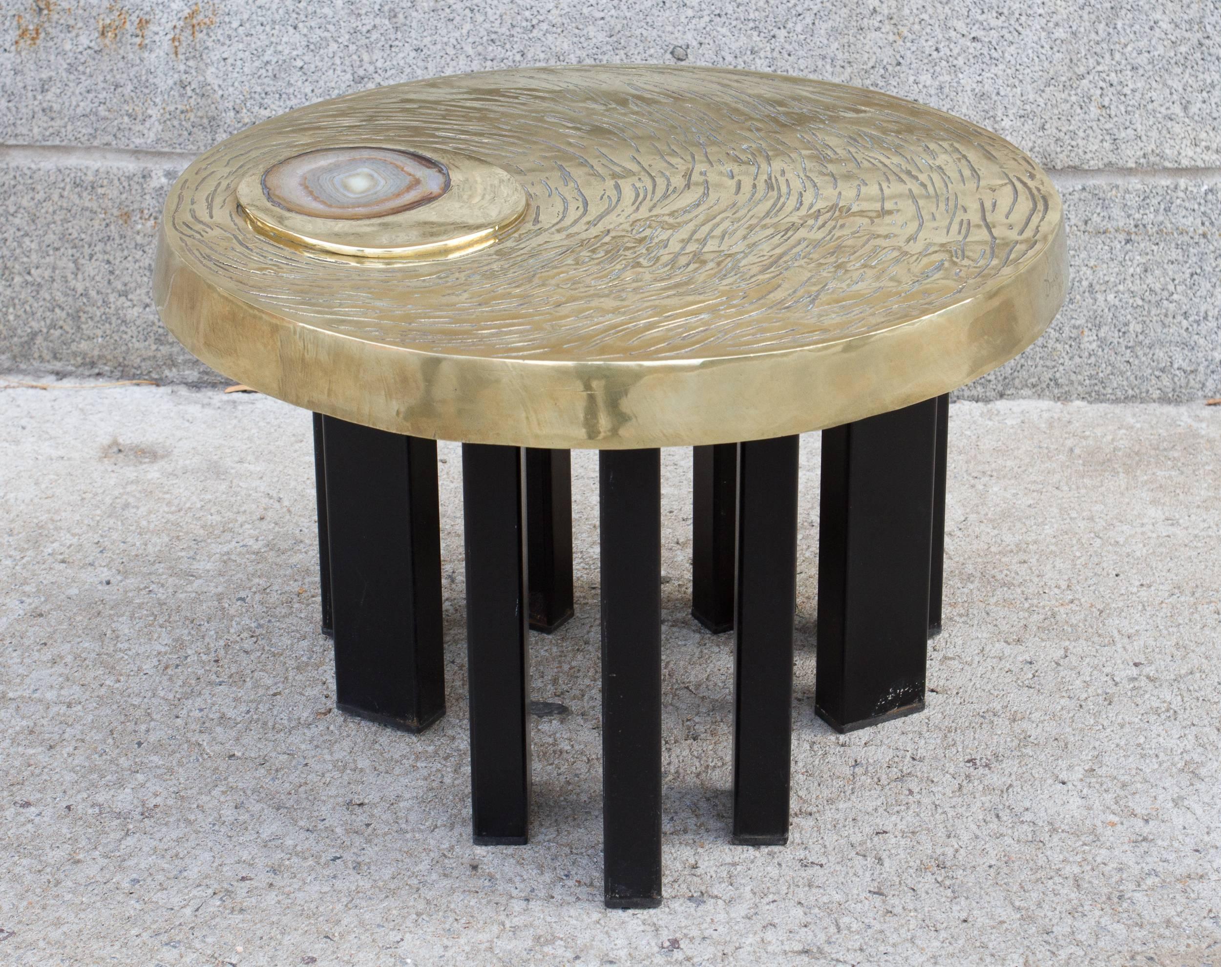 Belgian Rare Pair of Gilded  Bronze Cocktail Tables by Fernand Dresse For Sale