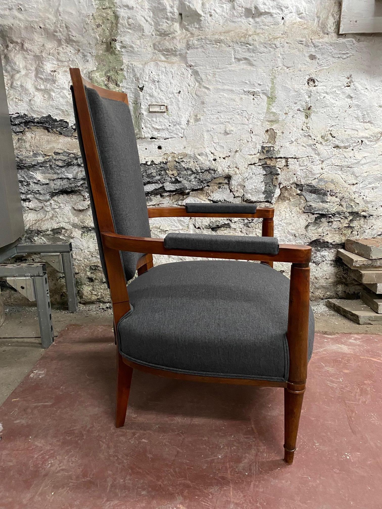 Art Deco Period Cherrywood Armchair by André Arbus In Good Condition For Sale In Montreal, QC