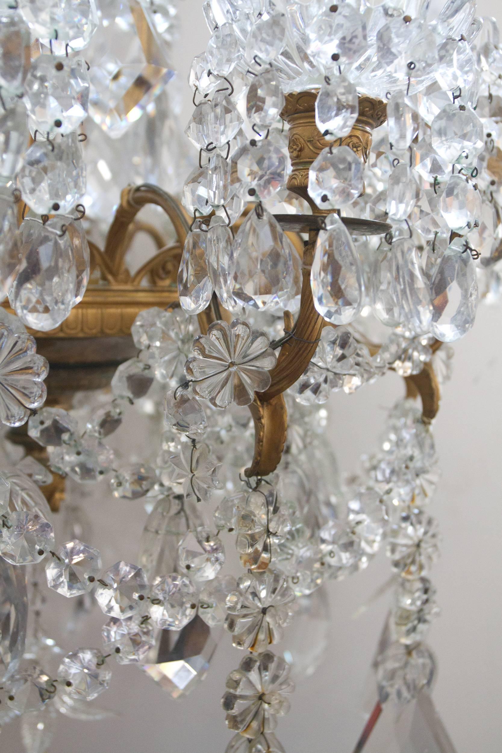 French Neoclassical Style Crystal Chandelier by Baccarat and Barbedienne For Sale