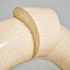 Espejo circular teselado de hueso de gran tamaño de Jimeco ltda