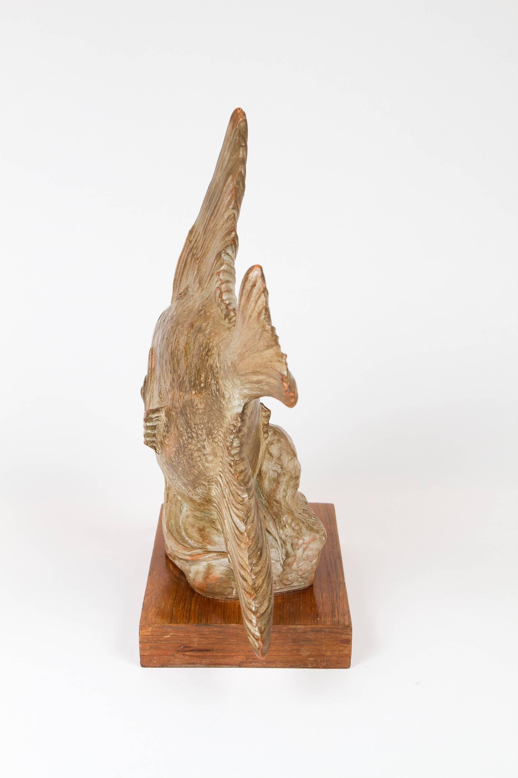 Terracotta Art Deco Figurine of a Fish by R. Rodes In Good Condition For Sale In Montreal, QC