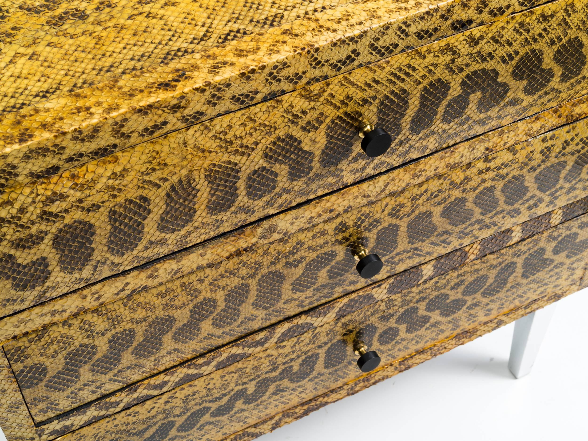 Mid-Century Modern Snakeskin Commode in the Manner of Karl Springer For Sale