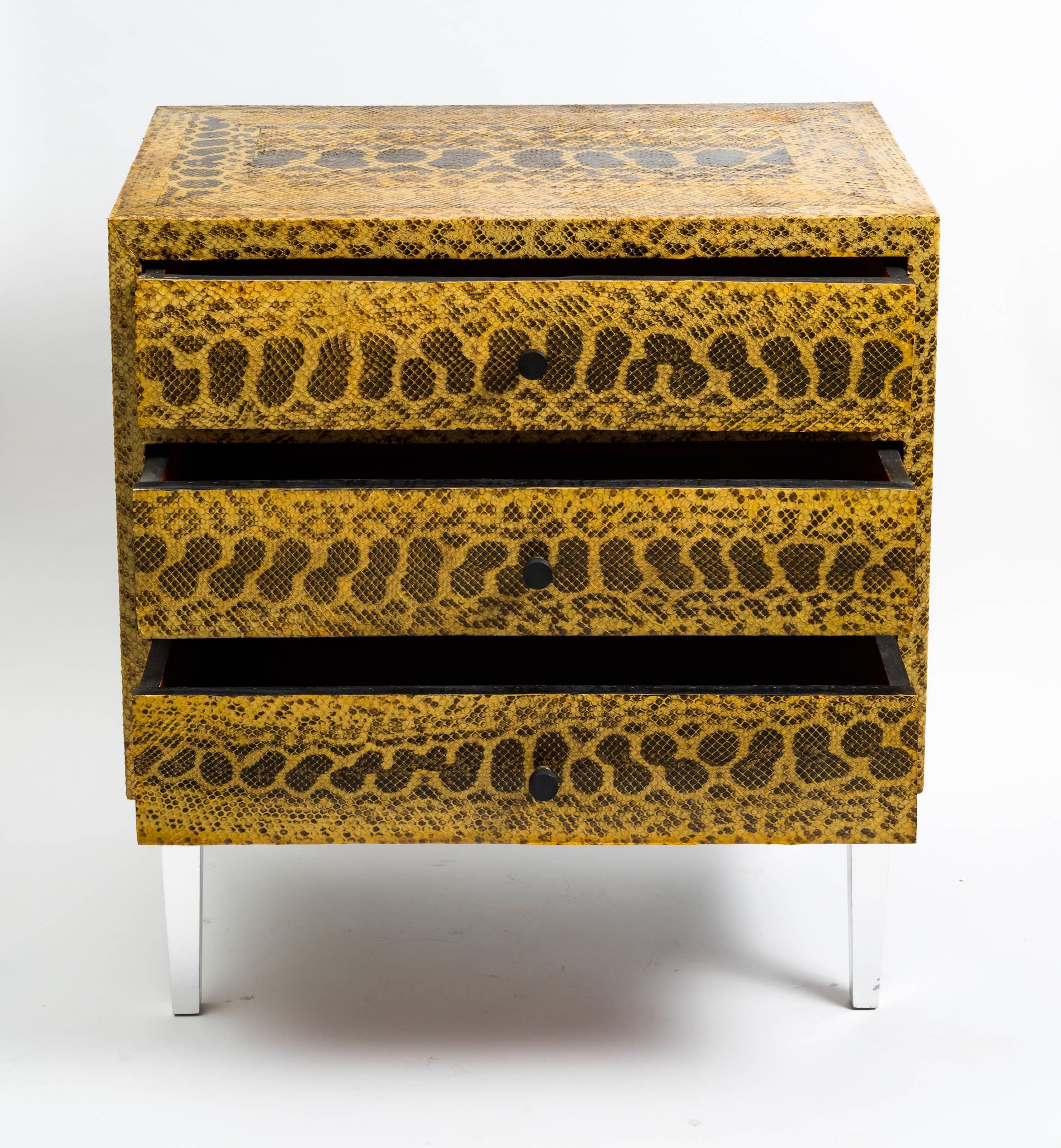 Late 20th Century Snakeskin Commode in the Manner of Karl Springer For Sale