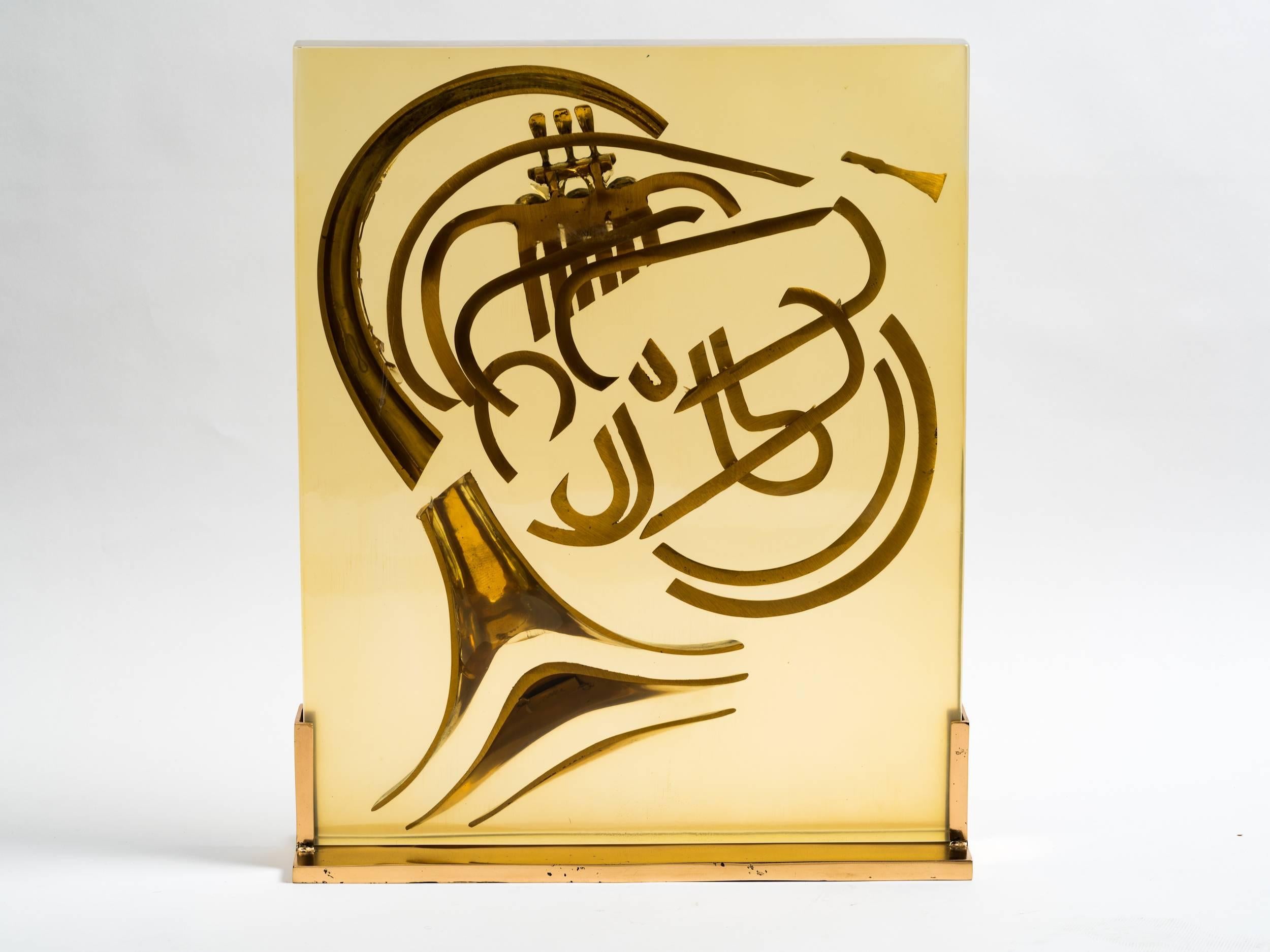 French Horn in Resin Sculpture by Arman  1