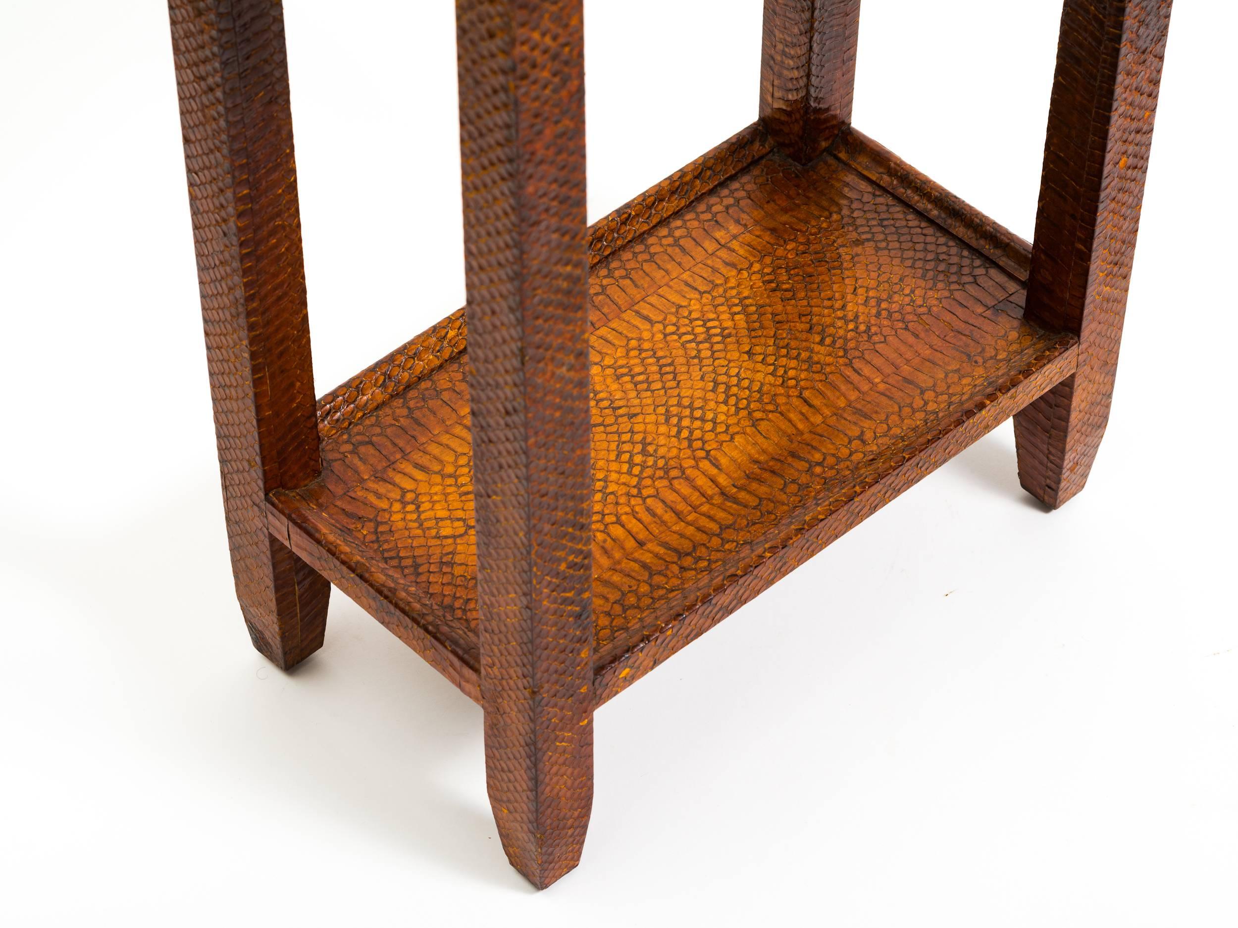 American Snakeskin Covered Side Table